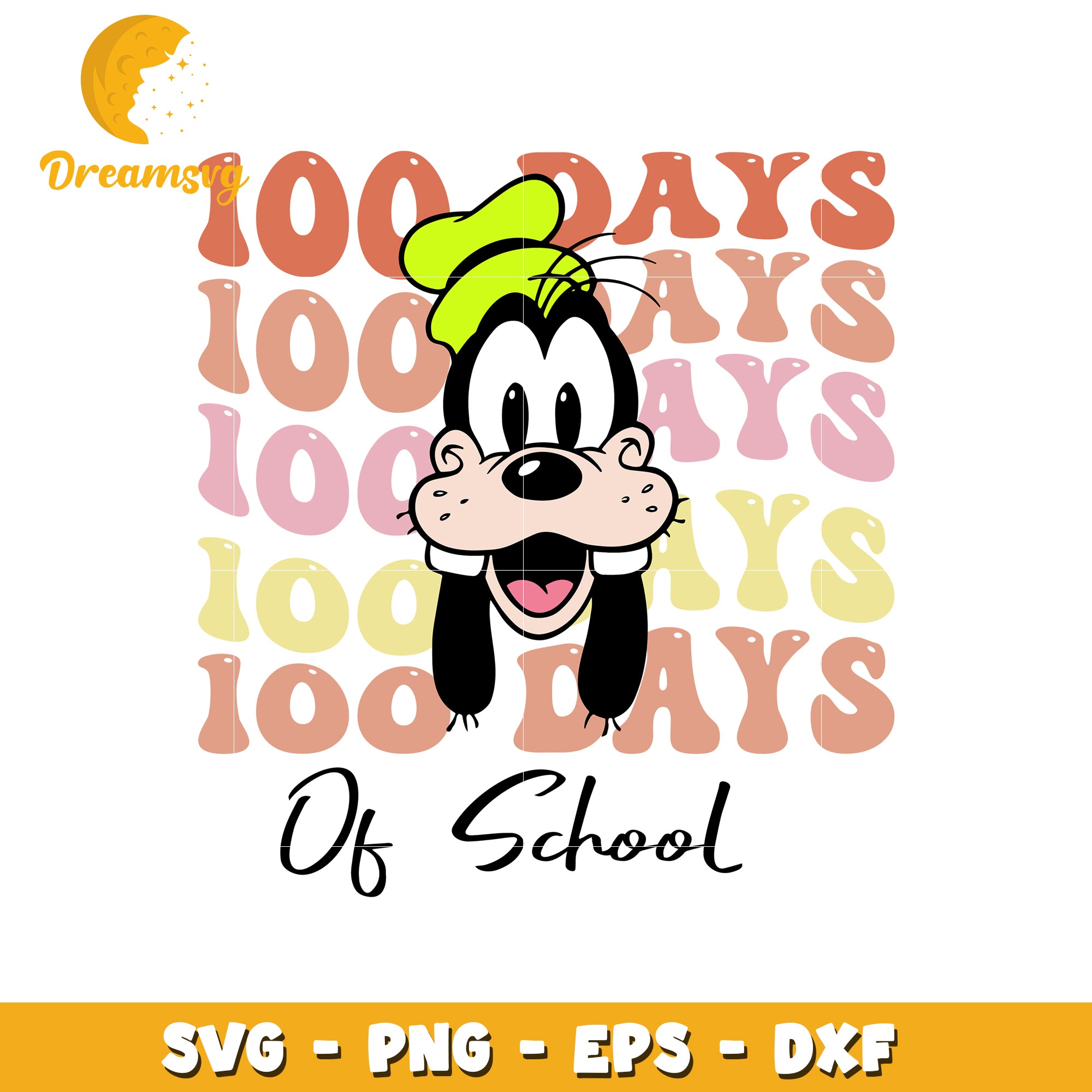 100 Days Of School Goofy Svg Graphic For Kids Crafts – Dreamsvg Store