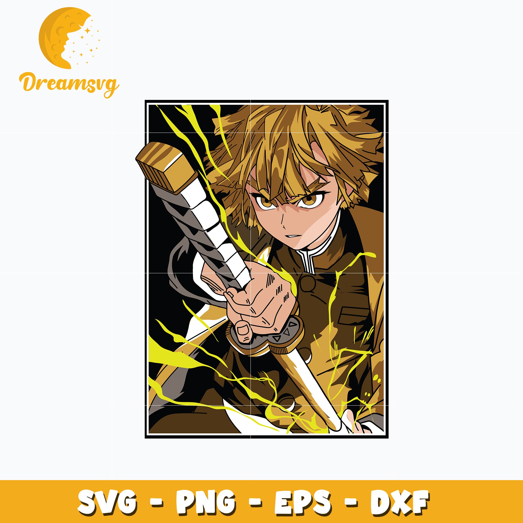 Agatsuma Zenitsu svg, Kimetsu no Yaiba Svg