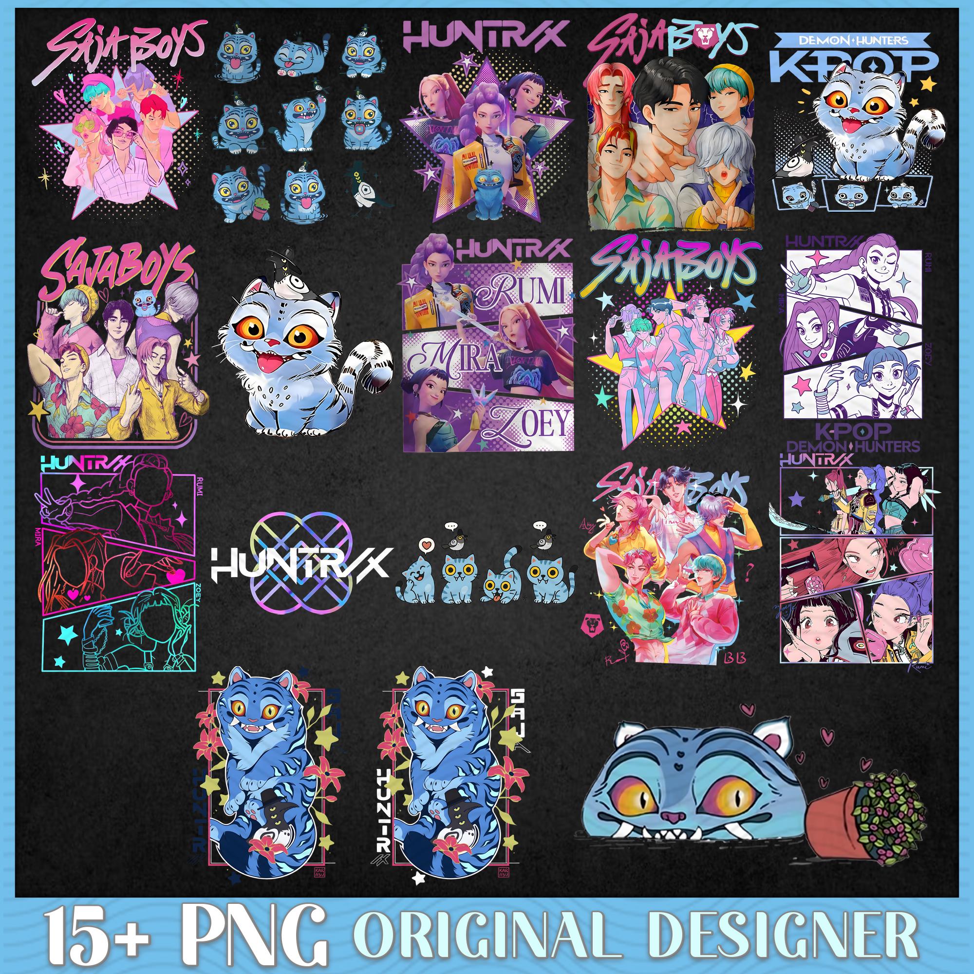Huntrix Girls Bundle Png, Kpop Demon Hunters Bundle Png, Vintage Huntrix Png