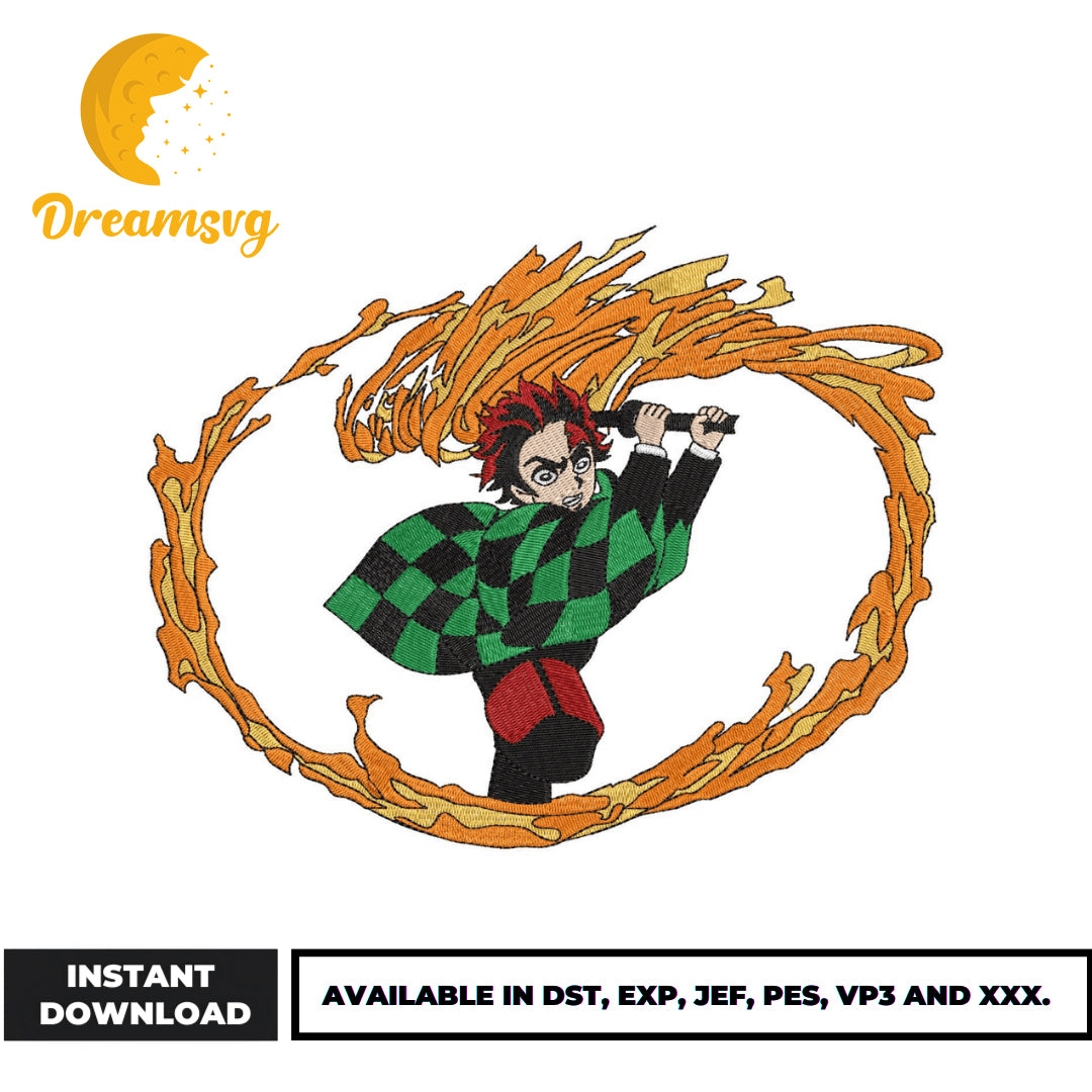 Tanjiro fire embroidery design – DreamSVG Store