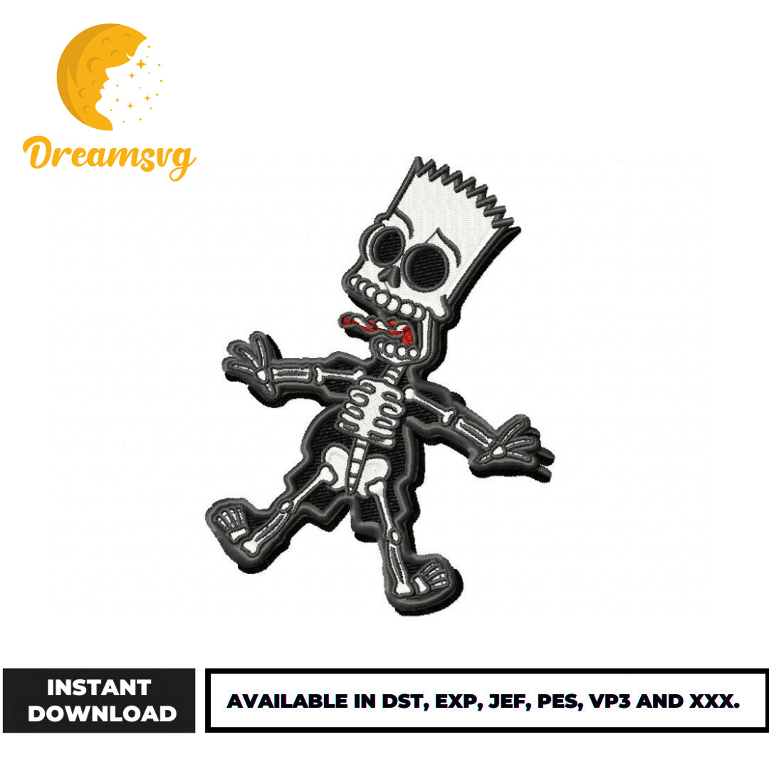 Bart Simpson skeleton embroidery design – DreamSVG Store