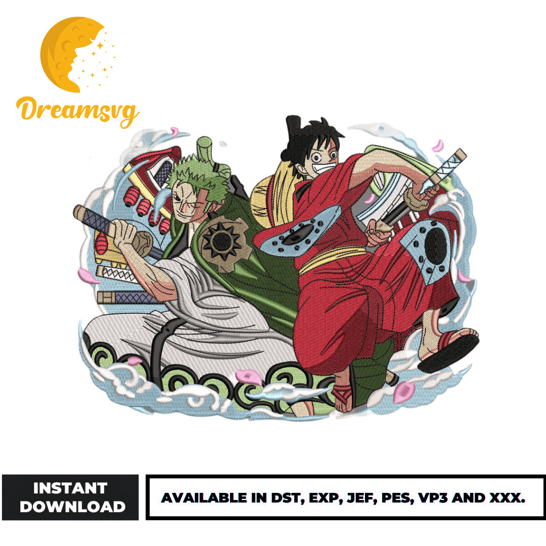 Luffy and Zoro embroidery design – DreamSVG Store