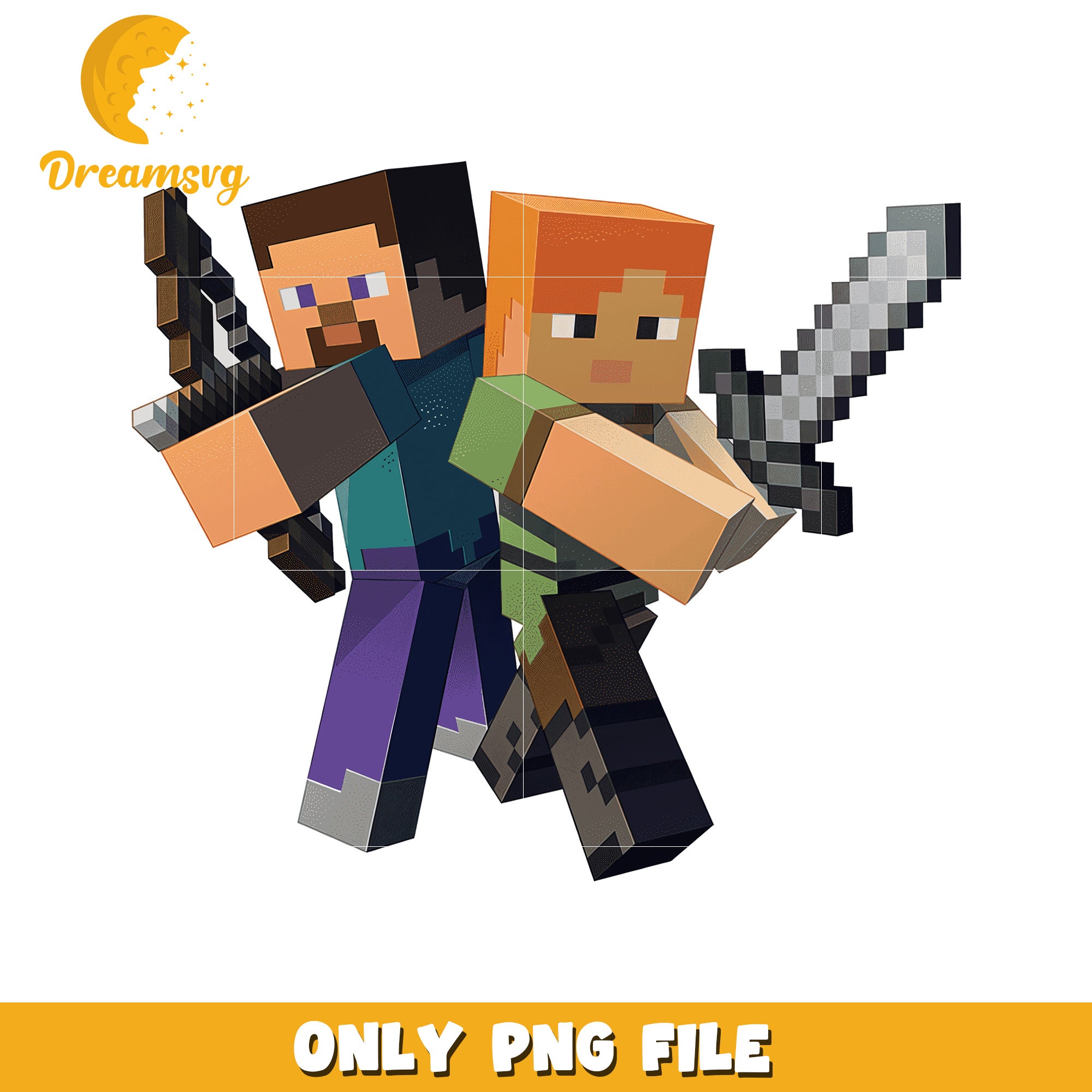 Alex and steve png, minecraft toys png, minecraft design png