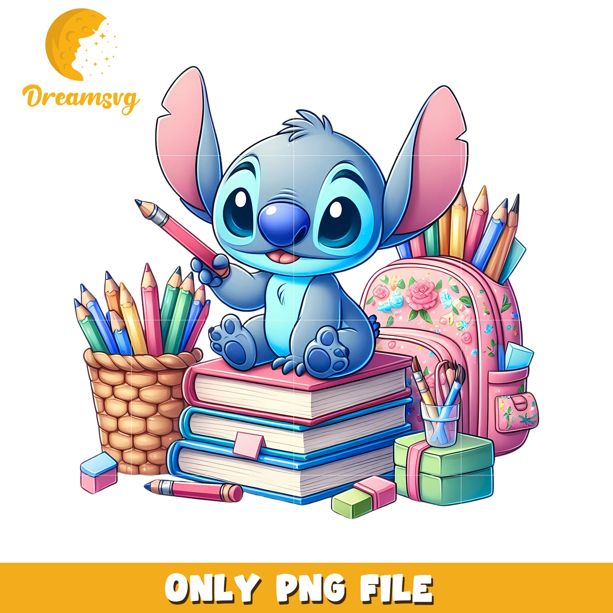 Baby stitch studying png, lilo and stitch cartoon png, funny stitch png