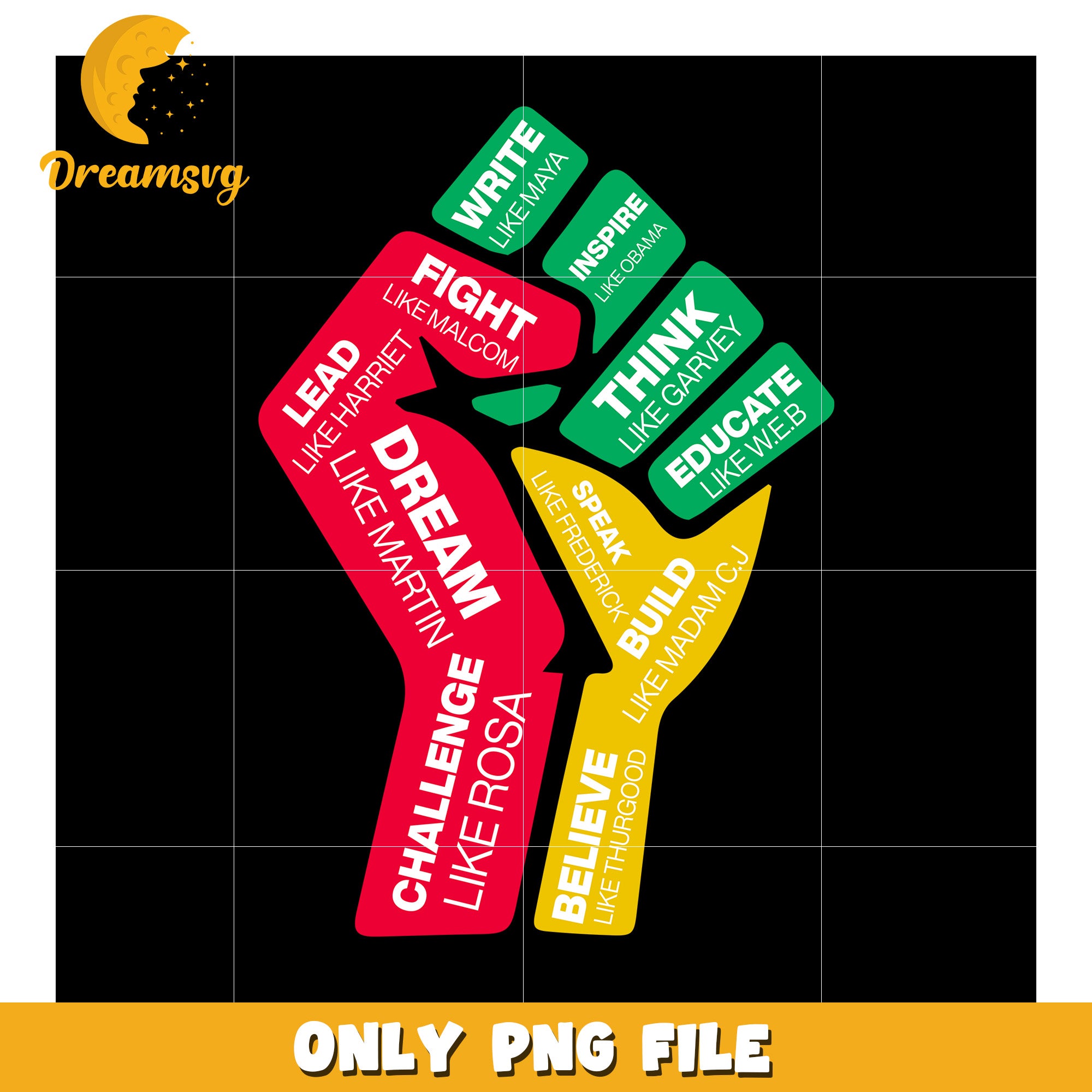 Black History PNG Raised Fist Graphic – DreamSVG Store