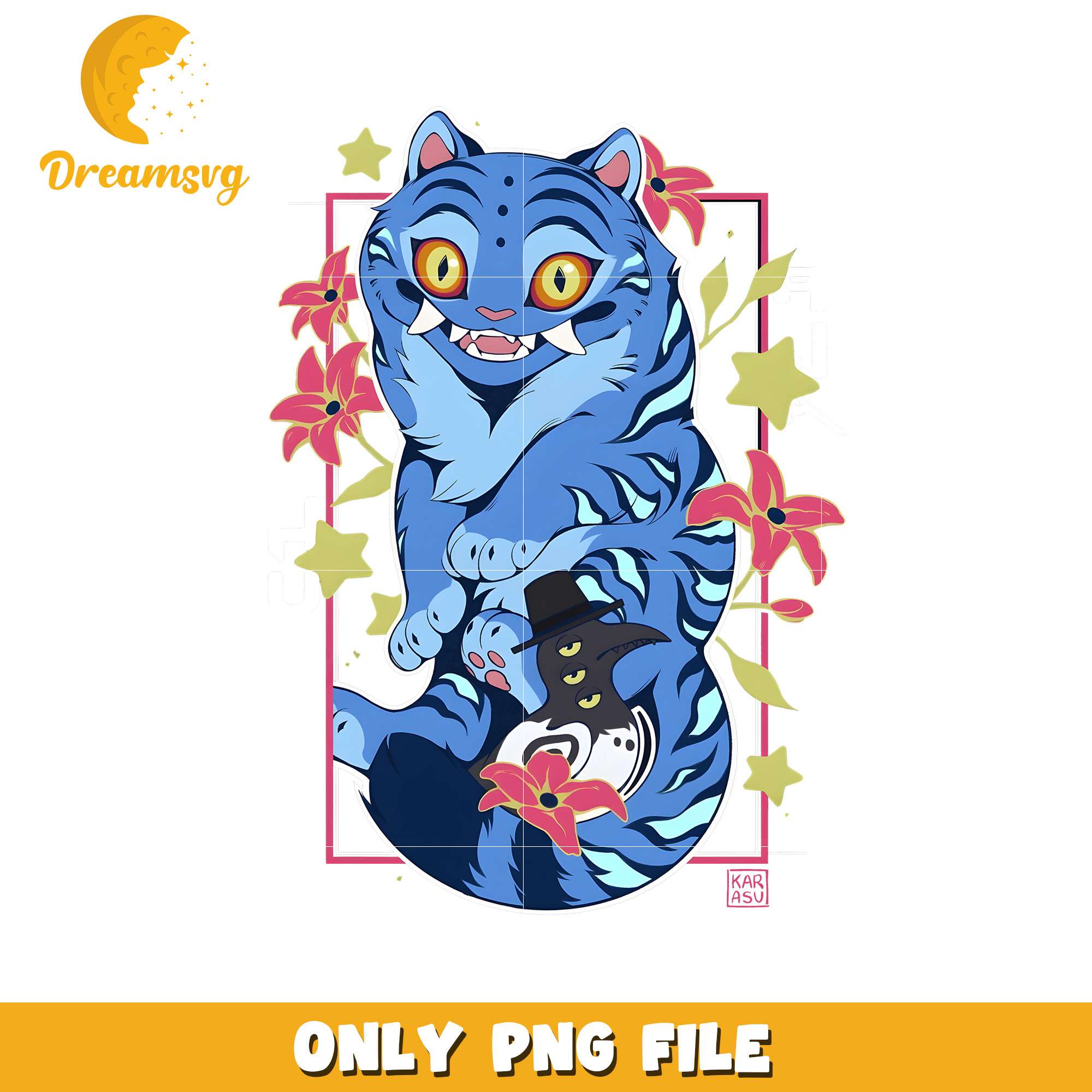 Blue tiger design png, demon hunter tiger png, blue tiger png