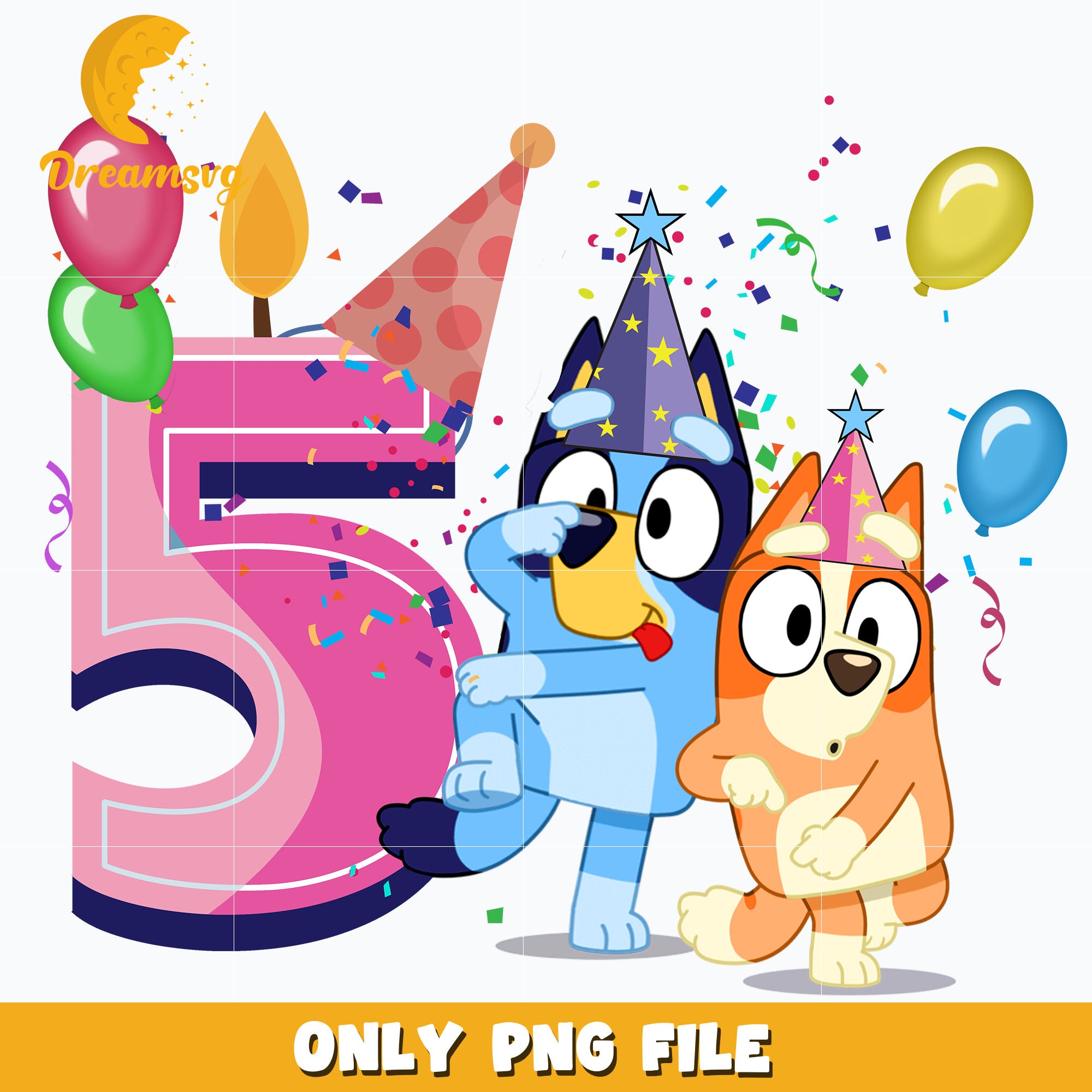 Bluey Happy 5th Birthday png png dxf eps file FN00002 DreamSVG Store Bluey Happy 5th Birthday png png dxf eps file FN00002 DreamSVG Store