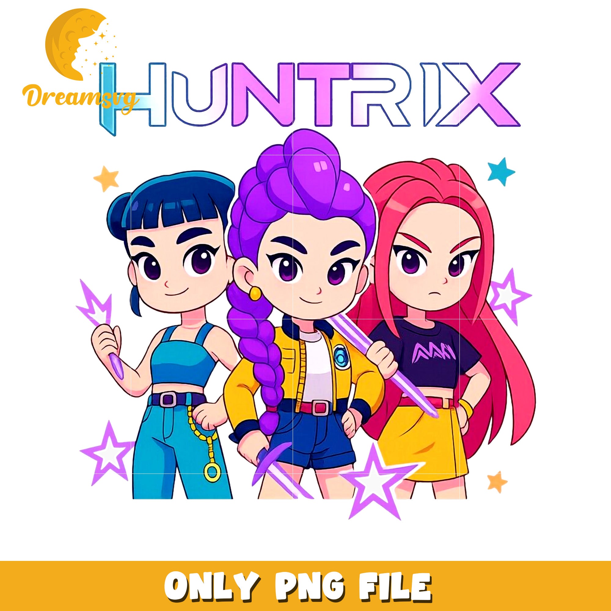 Chibi girls kpop png, demon hunters png, huntrix and saja png