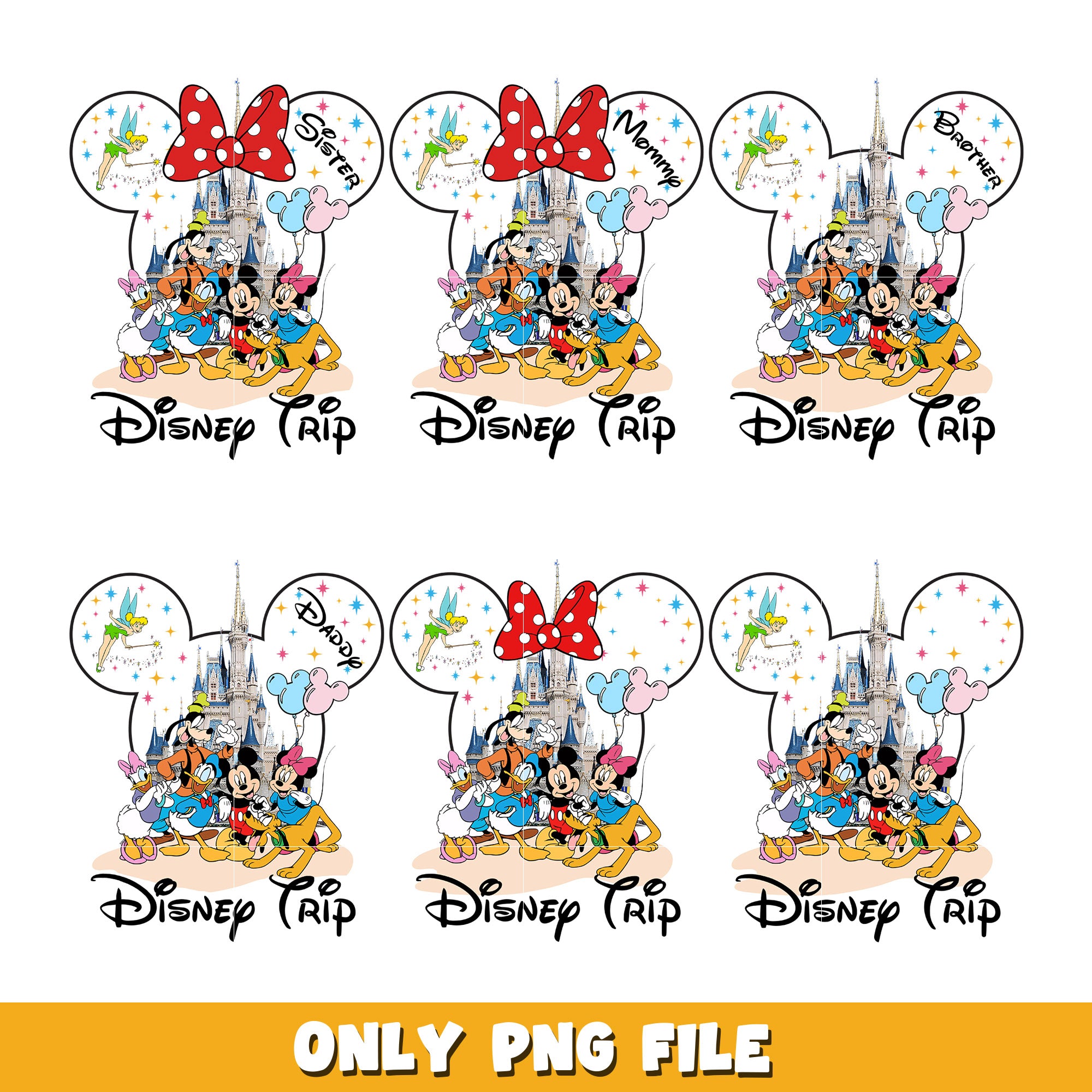 Mickey Mouse Head Disney Trip Bundle Png, Disney Cartoon Png, Digital 