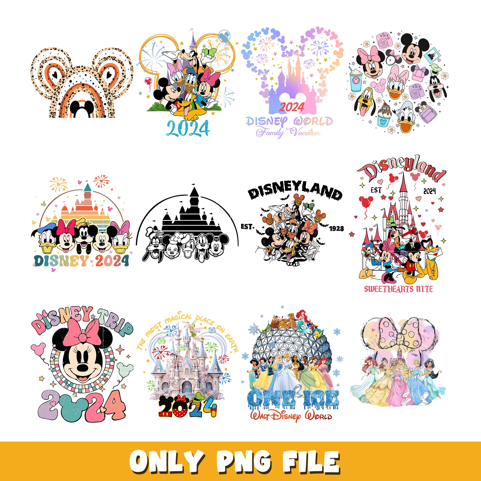 Disneyland first trip bundle png, Disney cartoon png, Digital