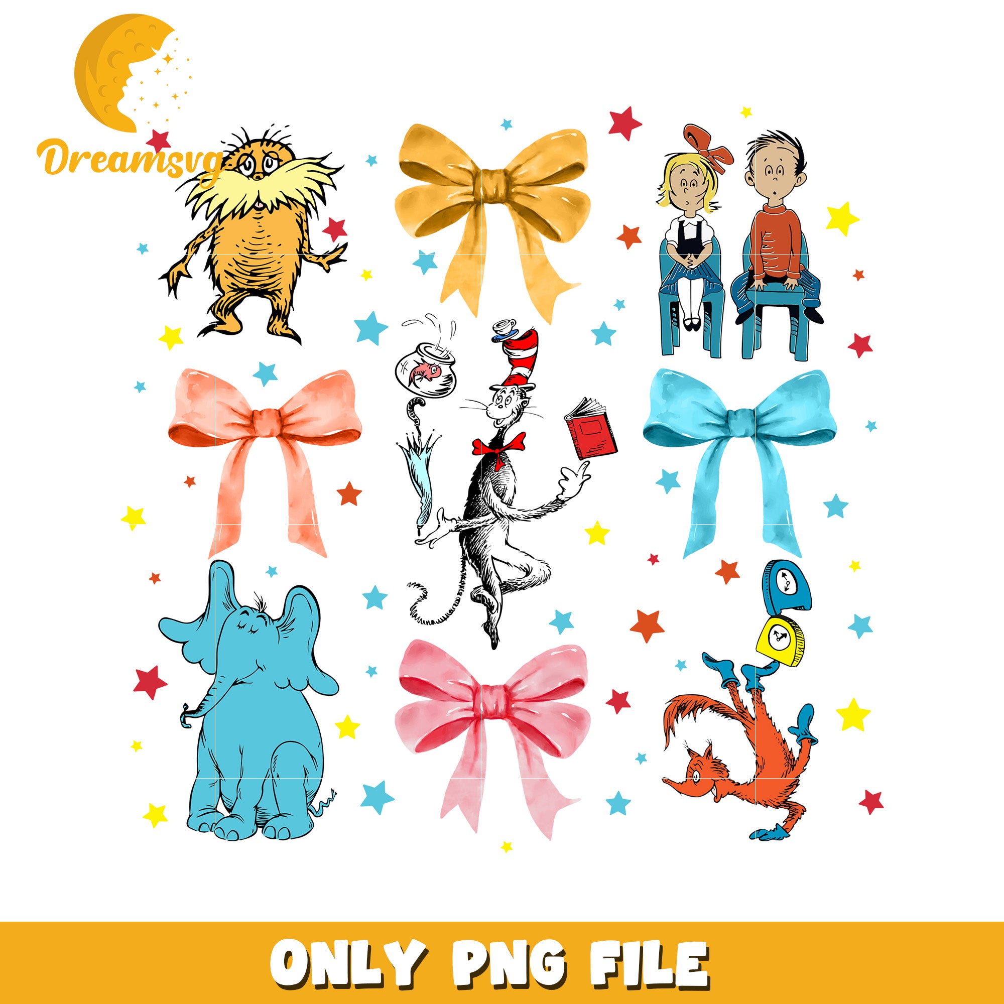 Dr Seuss PNG Characters &amp; Bows – DreamSVG Store