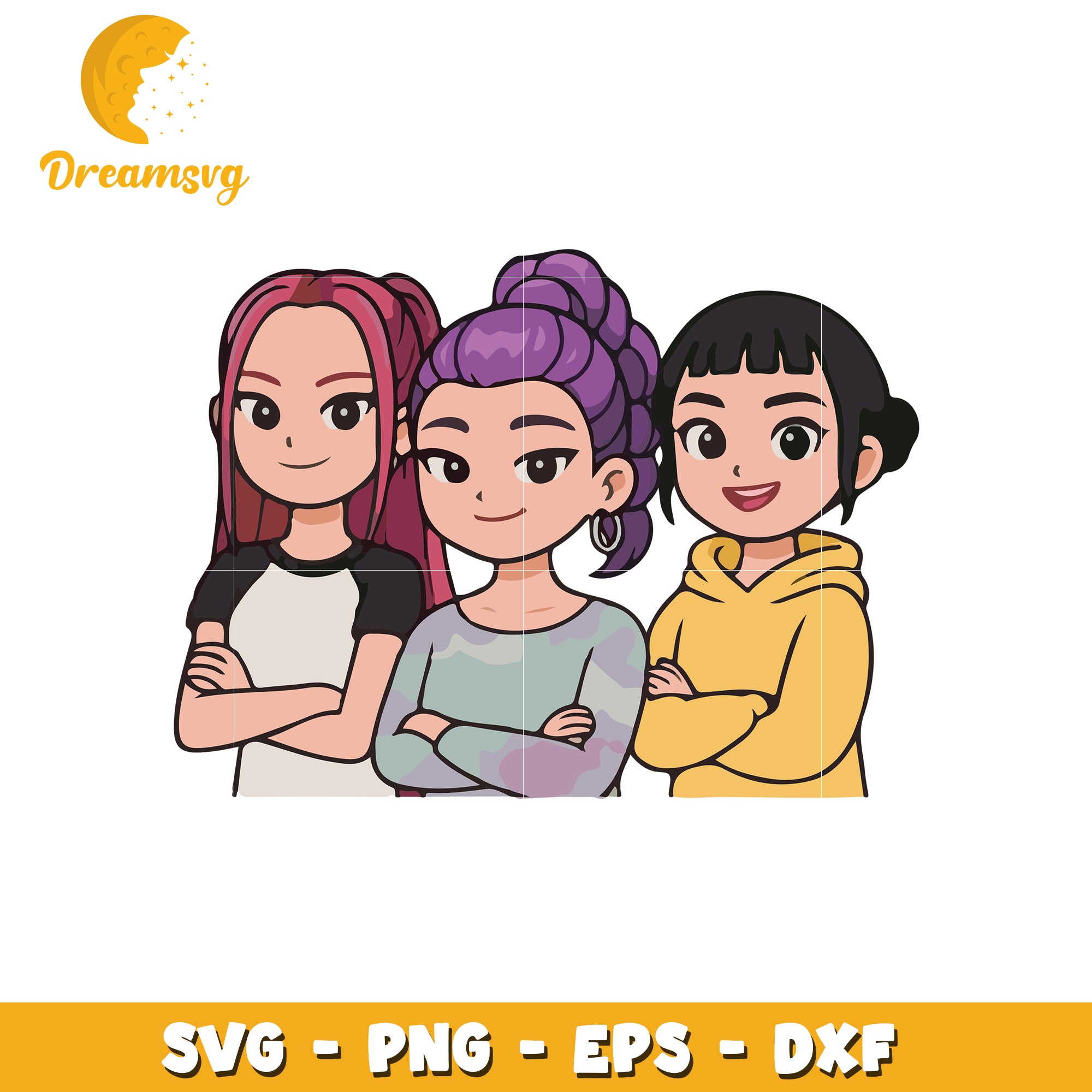 Girl bands svg, saja cartoon svg, cute boys band svg
