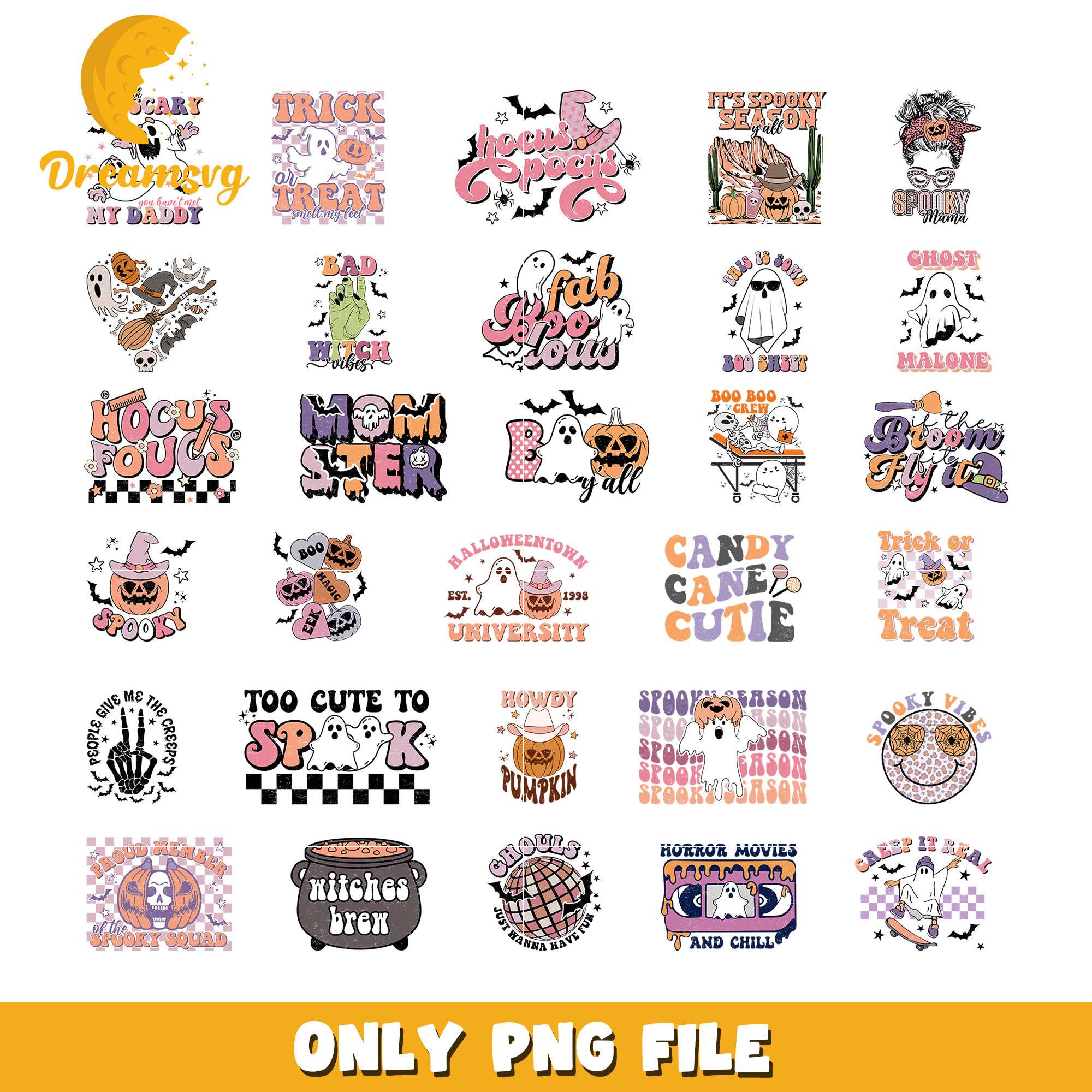 Cute ghost trick or treat bundle png, halloween ghost png – DreamSVG Store