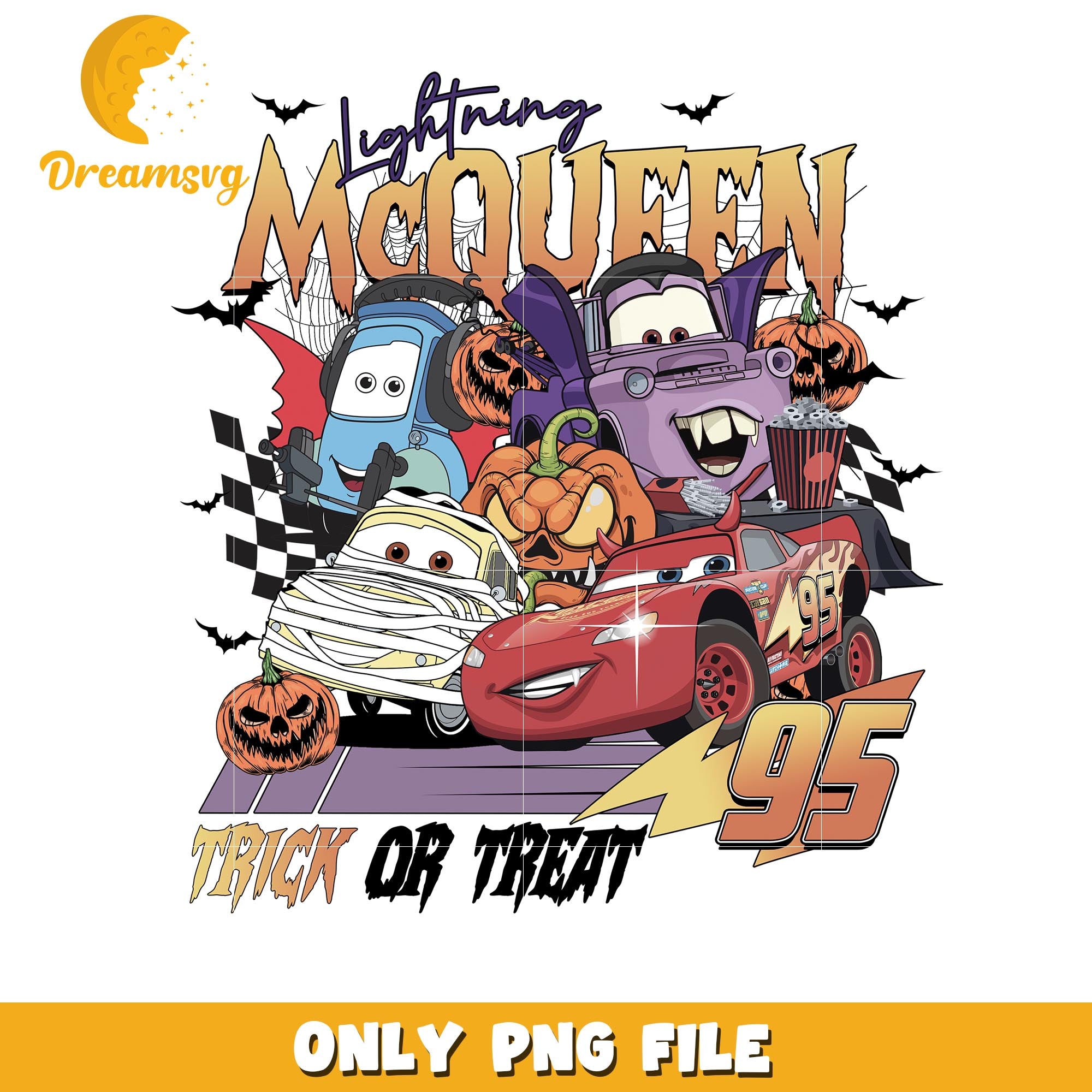 Halloween Cars Lightning Mc Queen png Disney Pixar cartoon characters DreamSVG Store