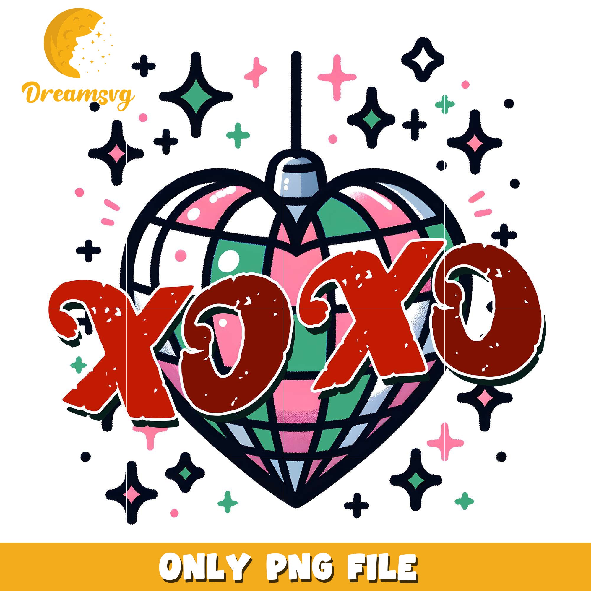Heart disco ball xoxo valentine png, xoxo valentines png – DreamSVG Store