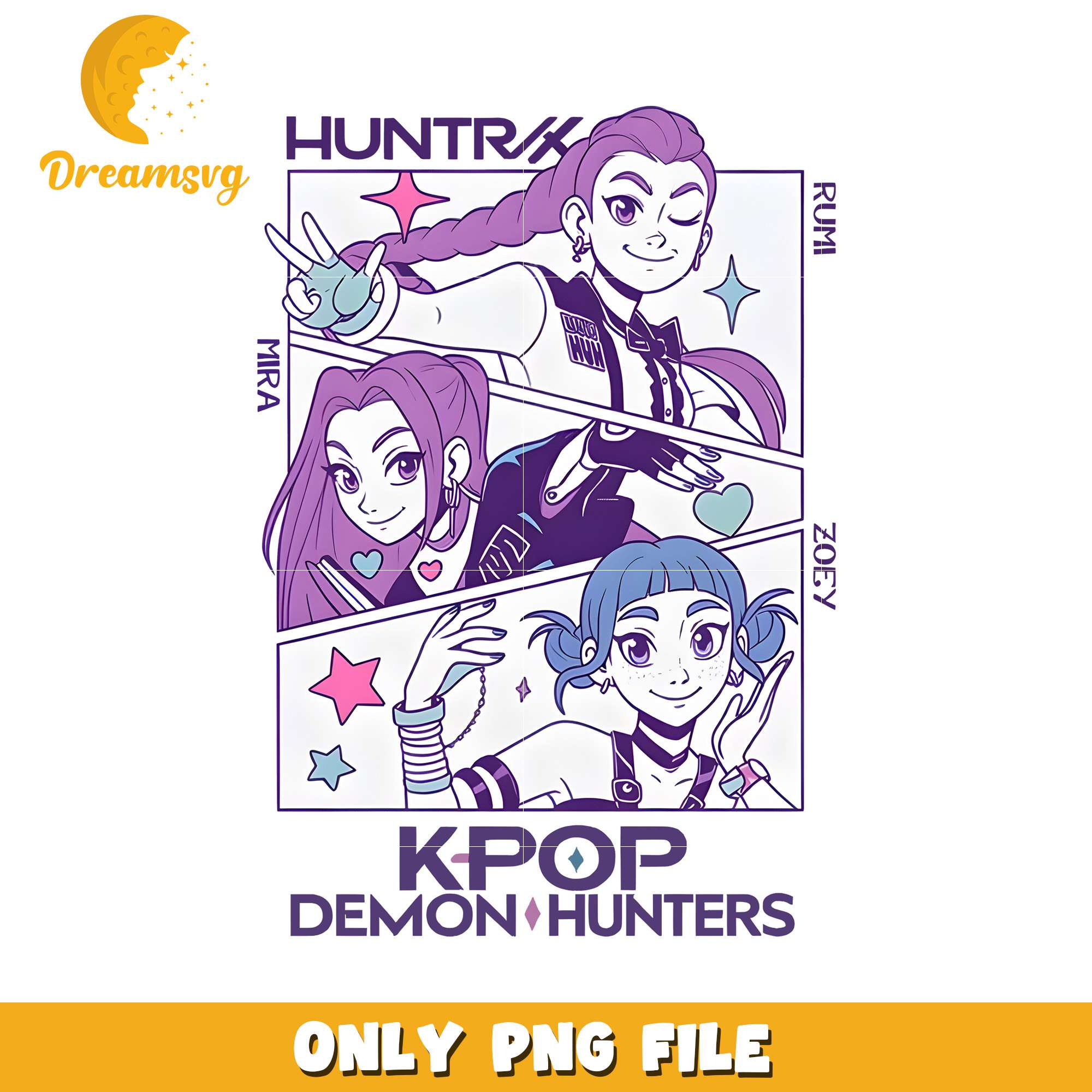 Huntrix demon hunter png, love fighter aesthetic png, kpop hero png