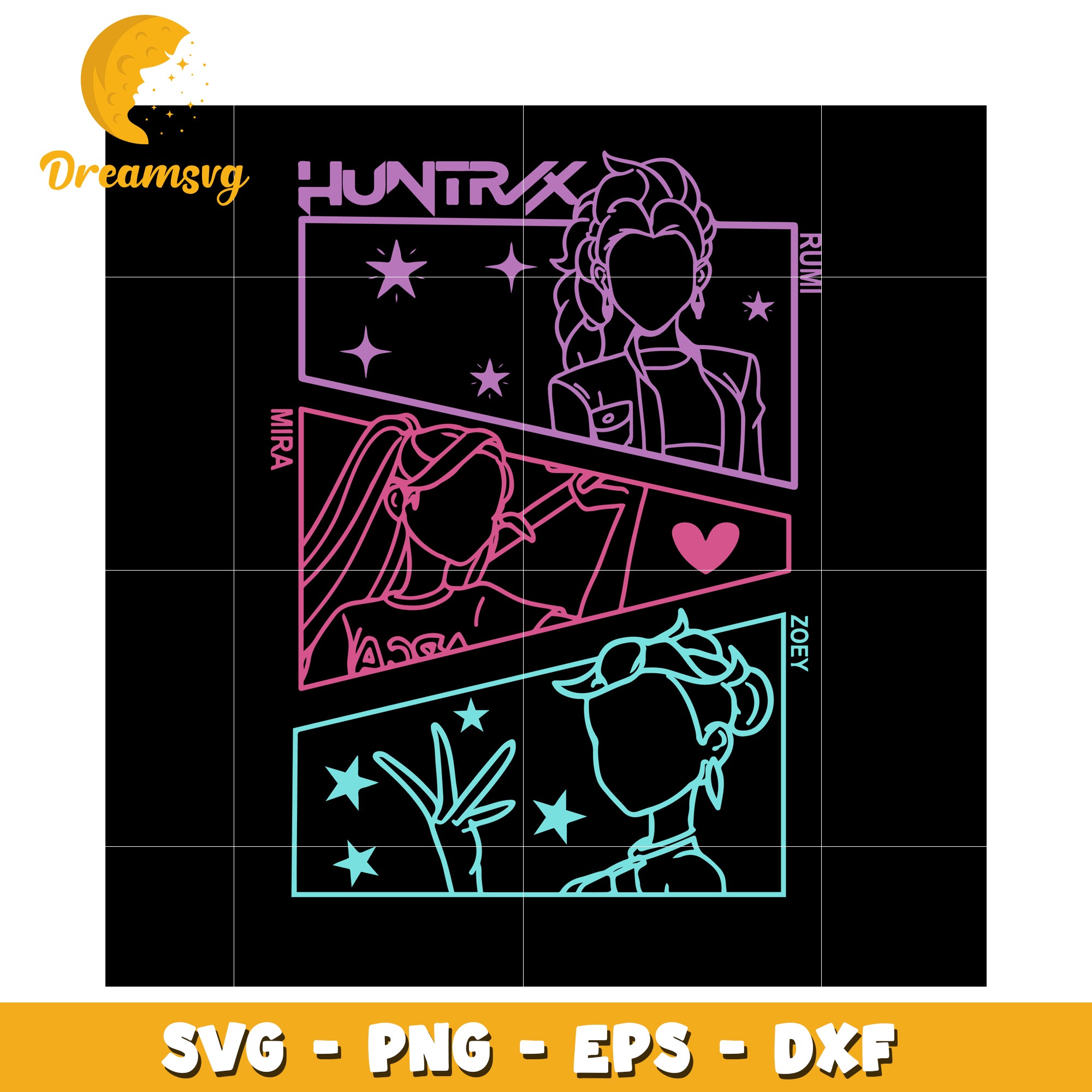 Huntrix logo design svg, demon hunter squad svg, minimalist huntrix svg