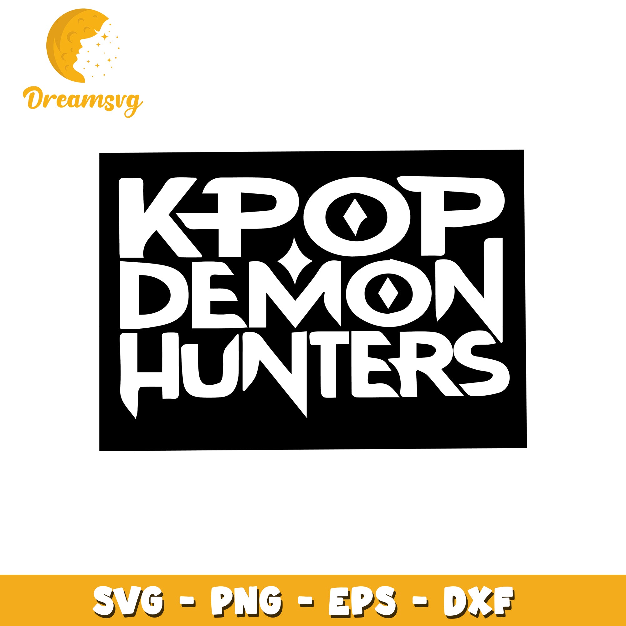Kpop demon hunter black font svg, huntrix demon hunter svg, kpop cartoon svg