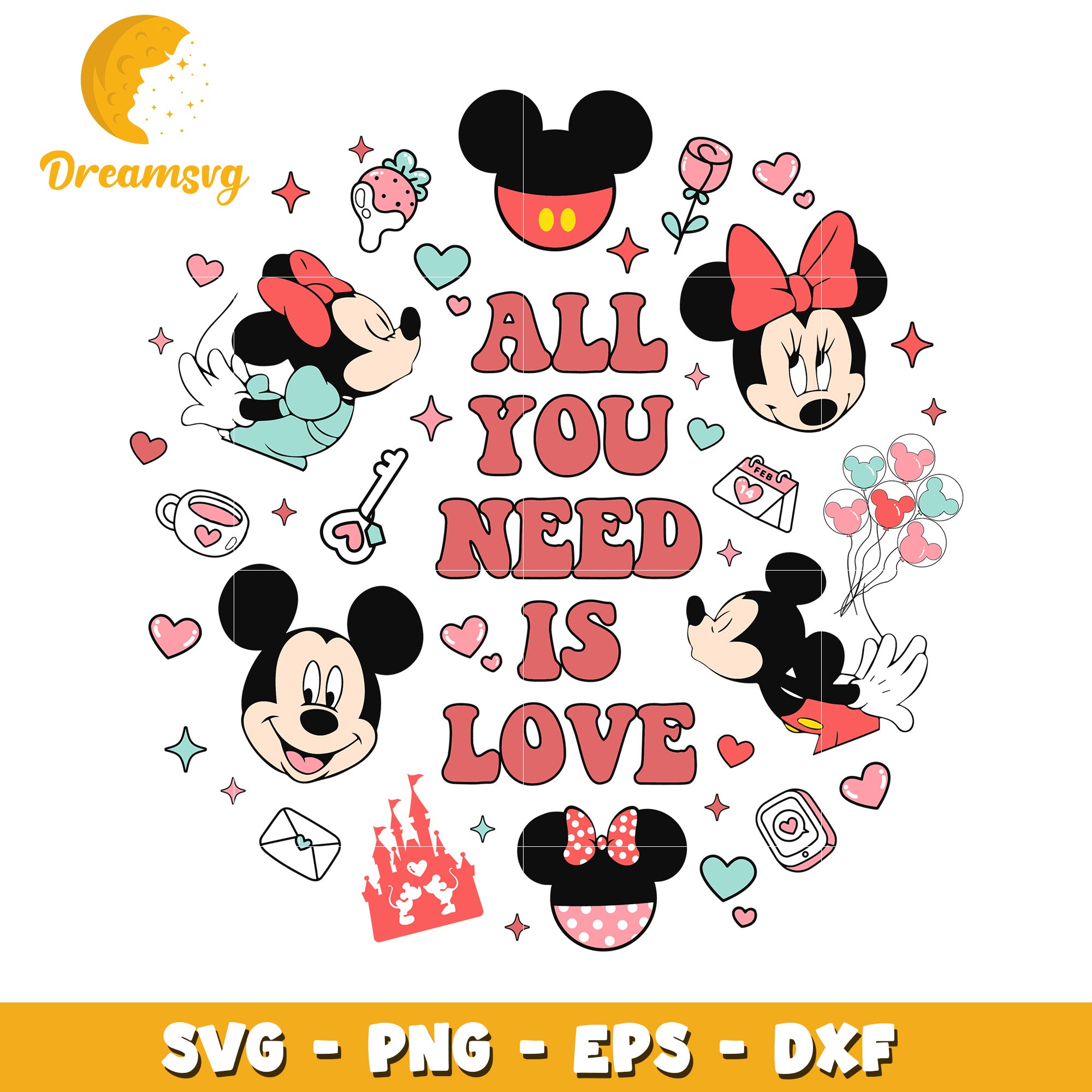 Mickey and Minnie Love SVG Design for Cute Crafts and Projects