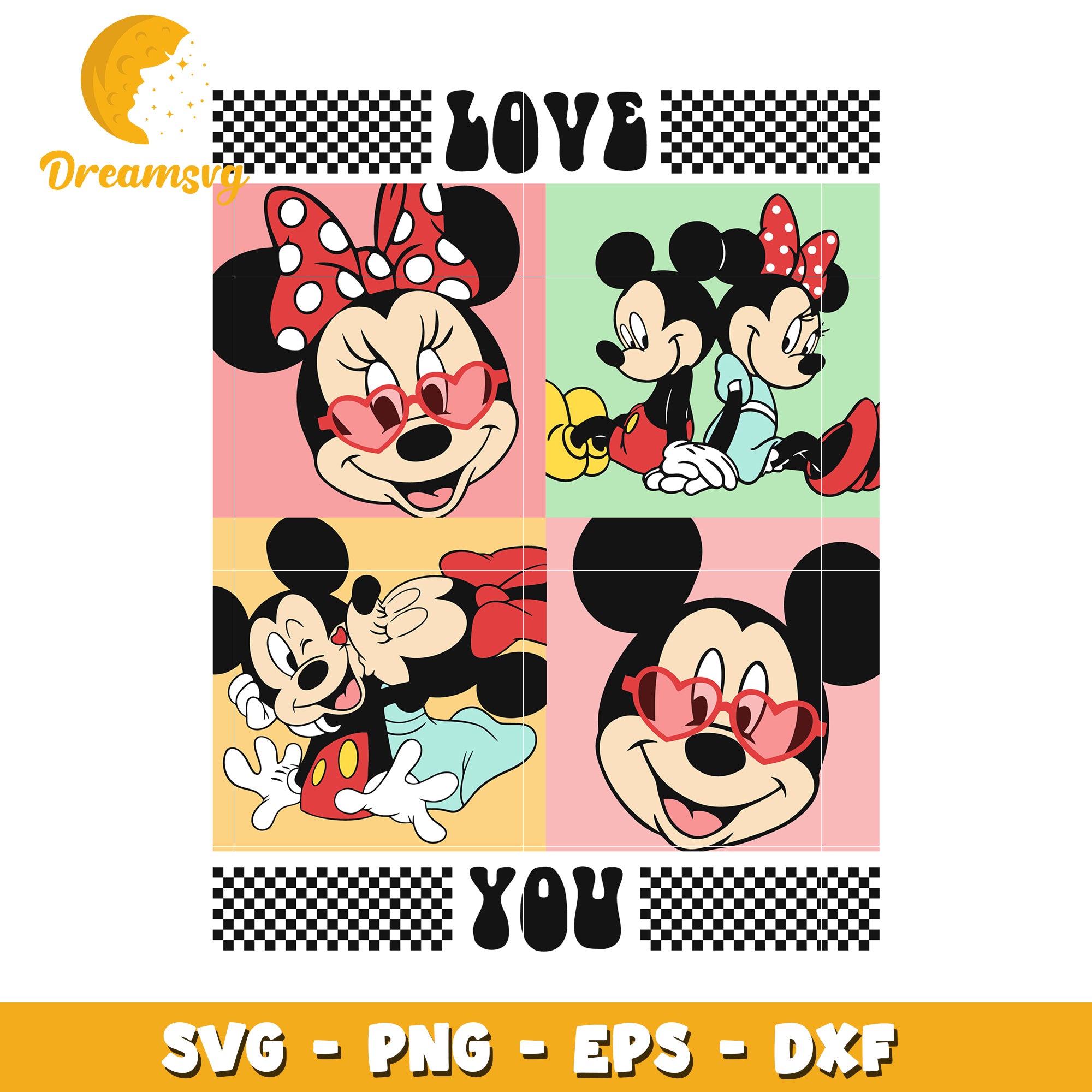 Mickey and Minnie Love Theme SVG Design for Crafts and Art Projects