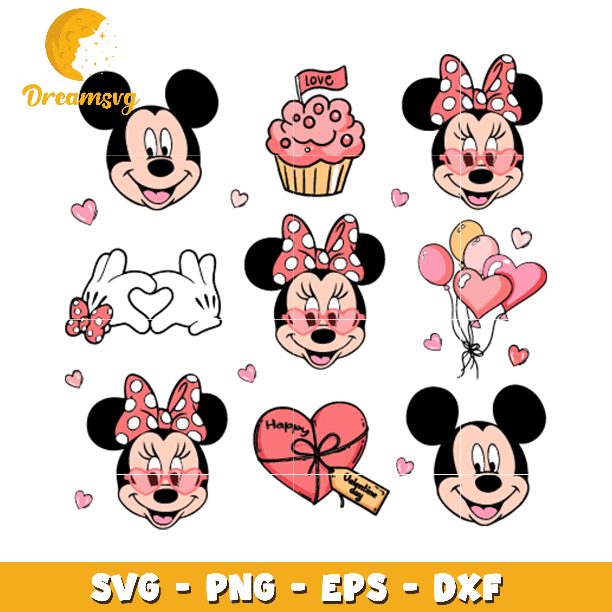 Mickey and Minnie Mouse Cute SVG Design Set for Crafts and Projects