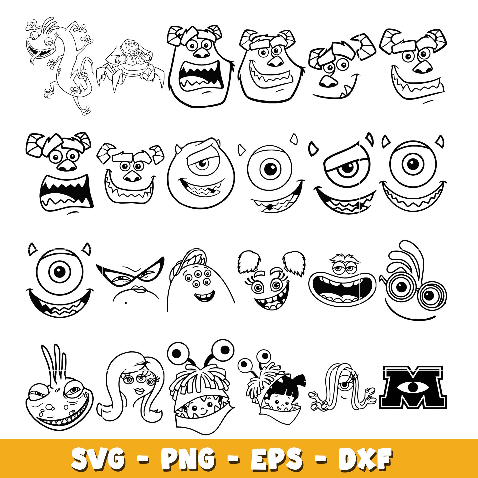 boo monsters inc svg Monsters Inc coloring bundle svg, Disney cartoon svg, Digital download – DreamSVG Store