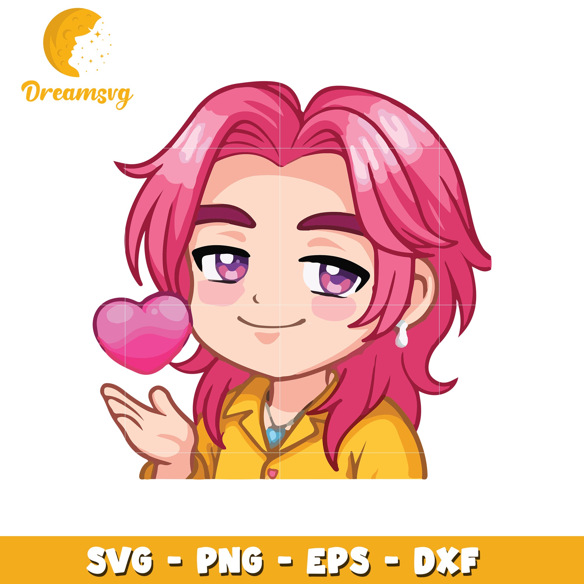Pink hair characters svg, saja cartoon svg, cute boys band svg