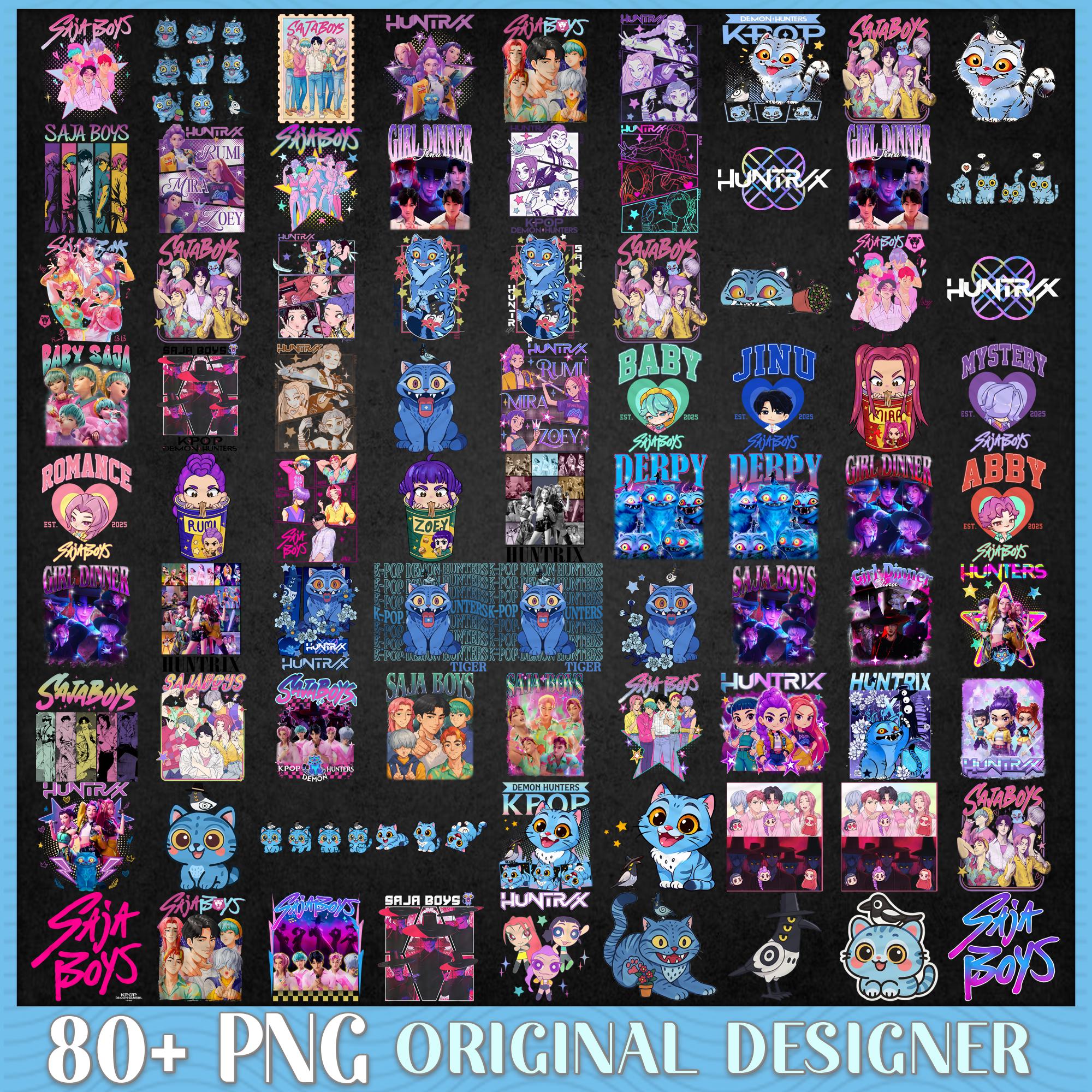 Saja Boys Boy Band Png Bundle, Girl Dinner Png, Kpop Demon Inspired Movie Png