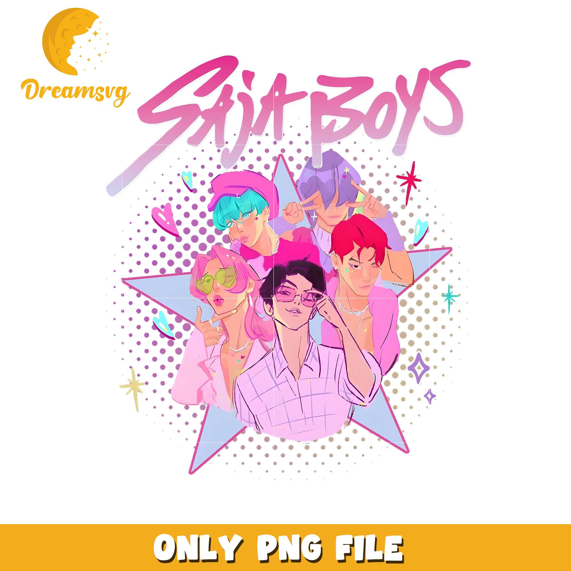 Saja boys logo design png, demon idol png, kpop cartoon png