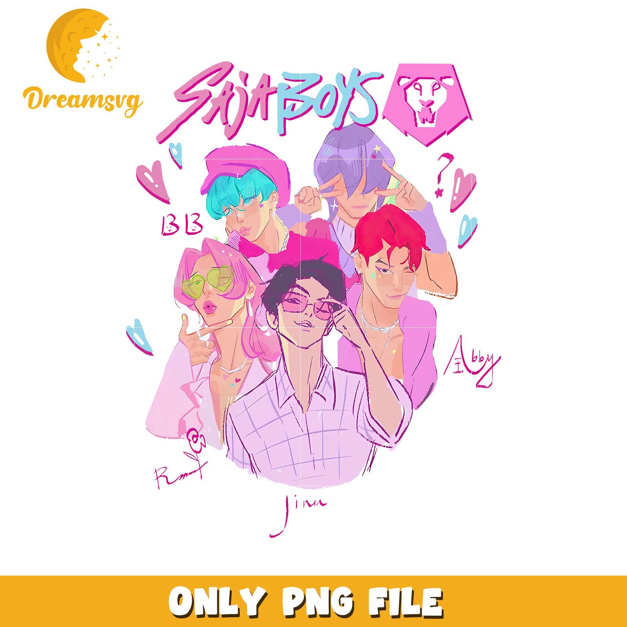Saja boys team png, love fighter aesthetic png, kpop hero png