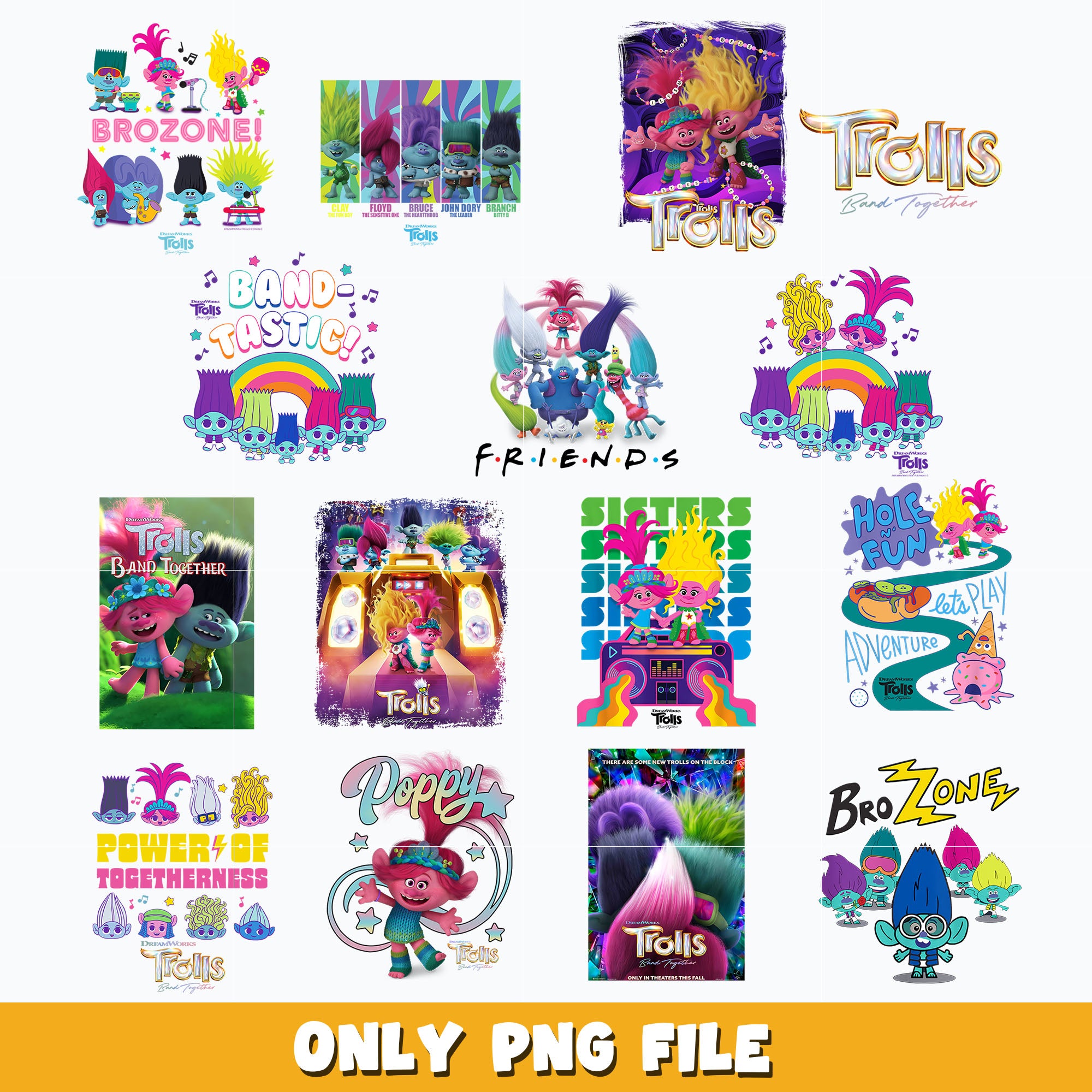 Trolls Band Together Movie bundle png, cartoon png, Digital download ...