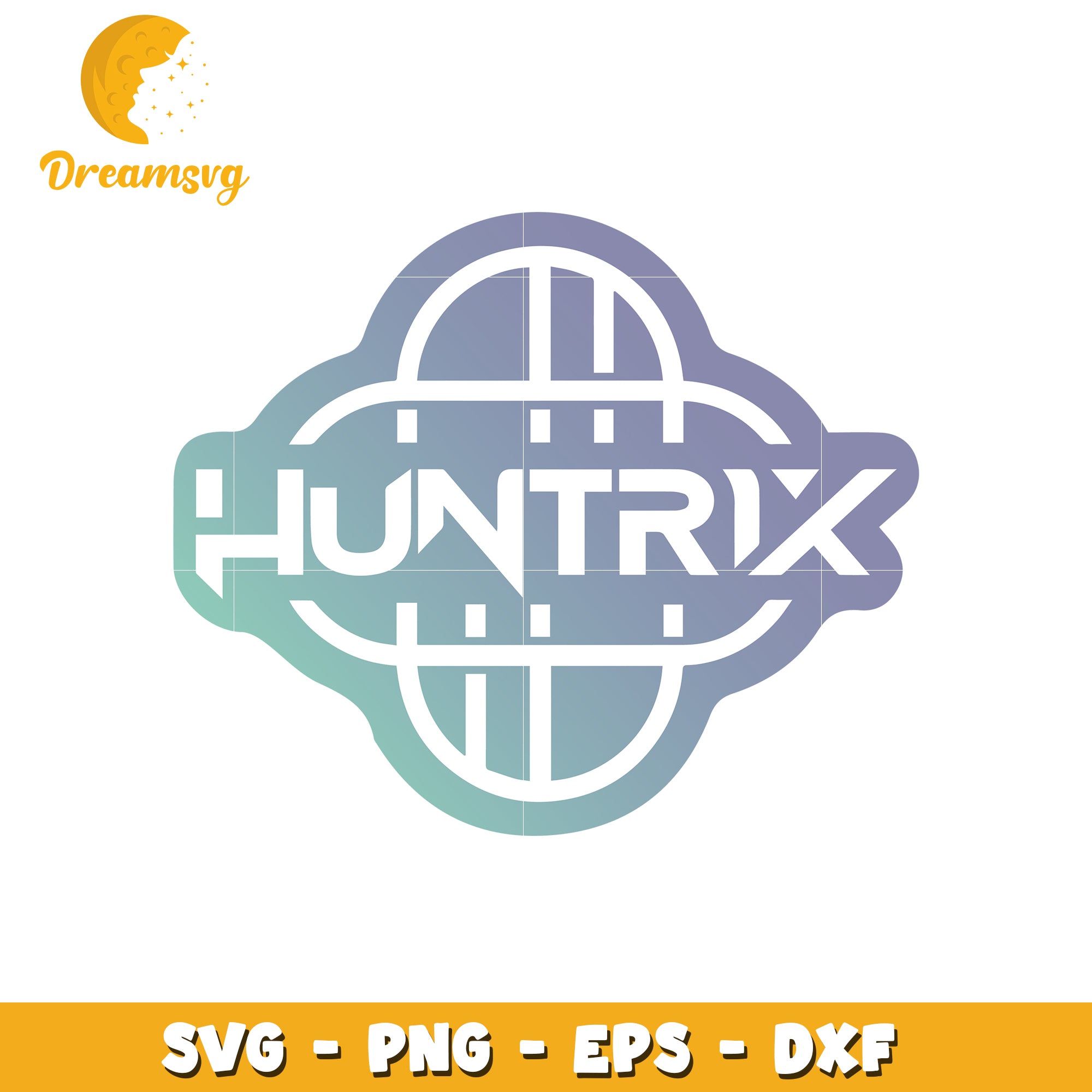 White neon design of huntrix logo svg, huntrix demon hunter svg, kpop cartoon svg