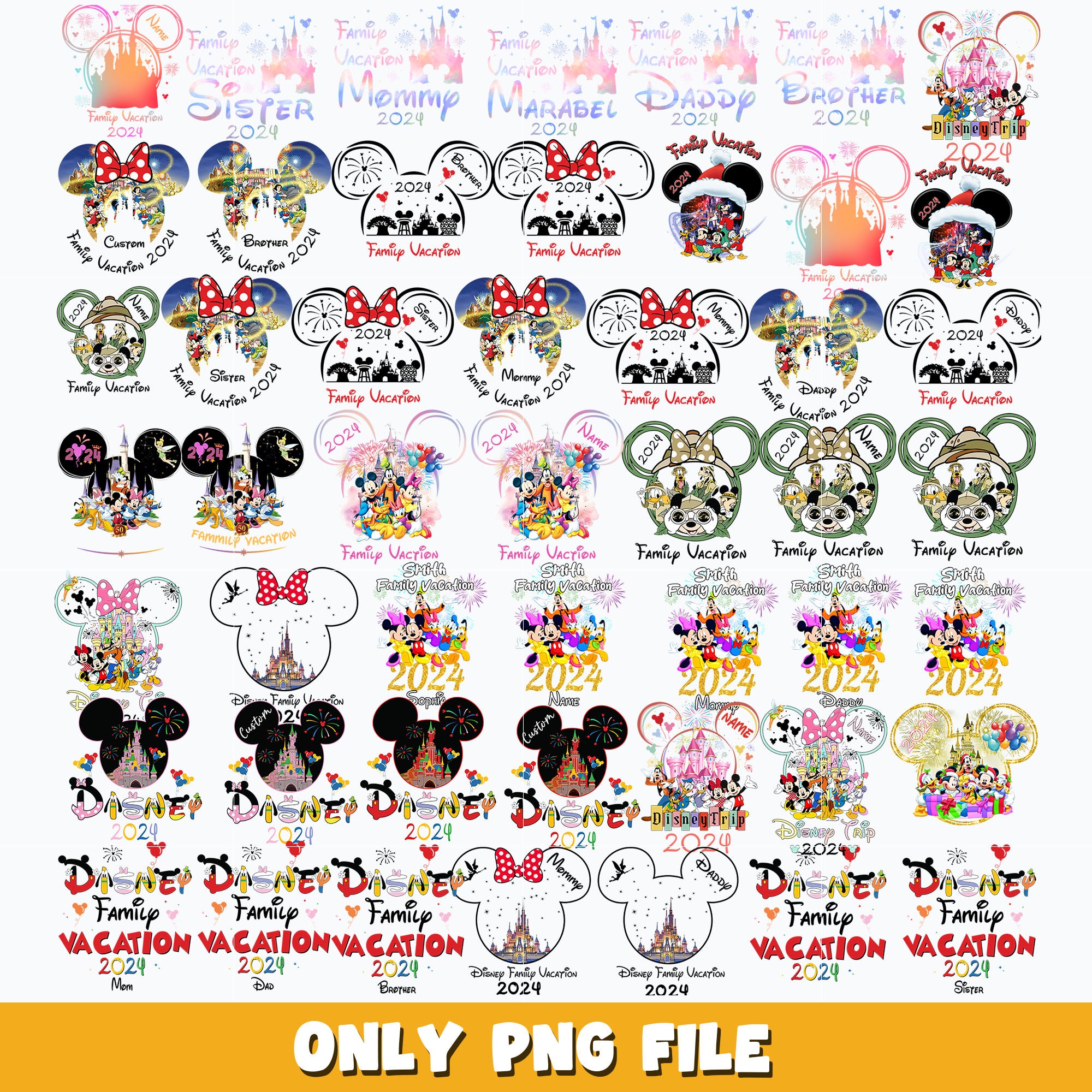 Mickey Head Family Vacation 2024 Bundle Png, Disney Png, Digital Downl 