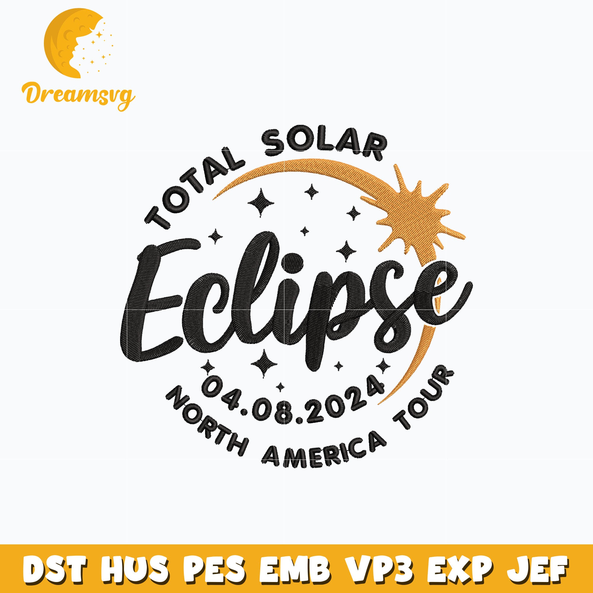 Total solar eclipse 2024 embroidery – DreamSVG Store
