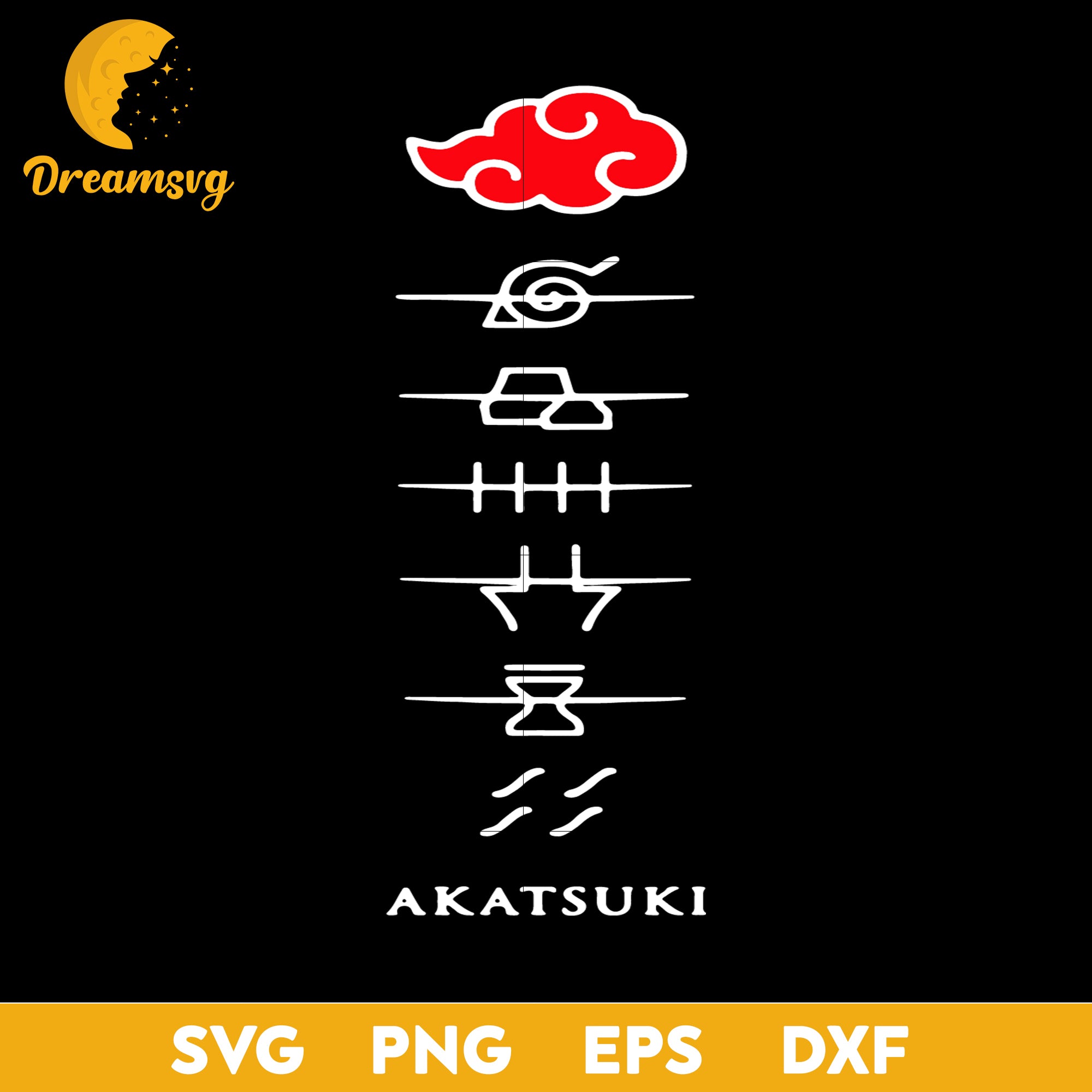 Akatsuki svg, Naruto Svg, Naruto Shippuden Akatsuki svg, svg file for  cricut ,Anime svg, png, eps, dxf digital download