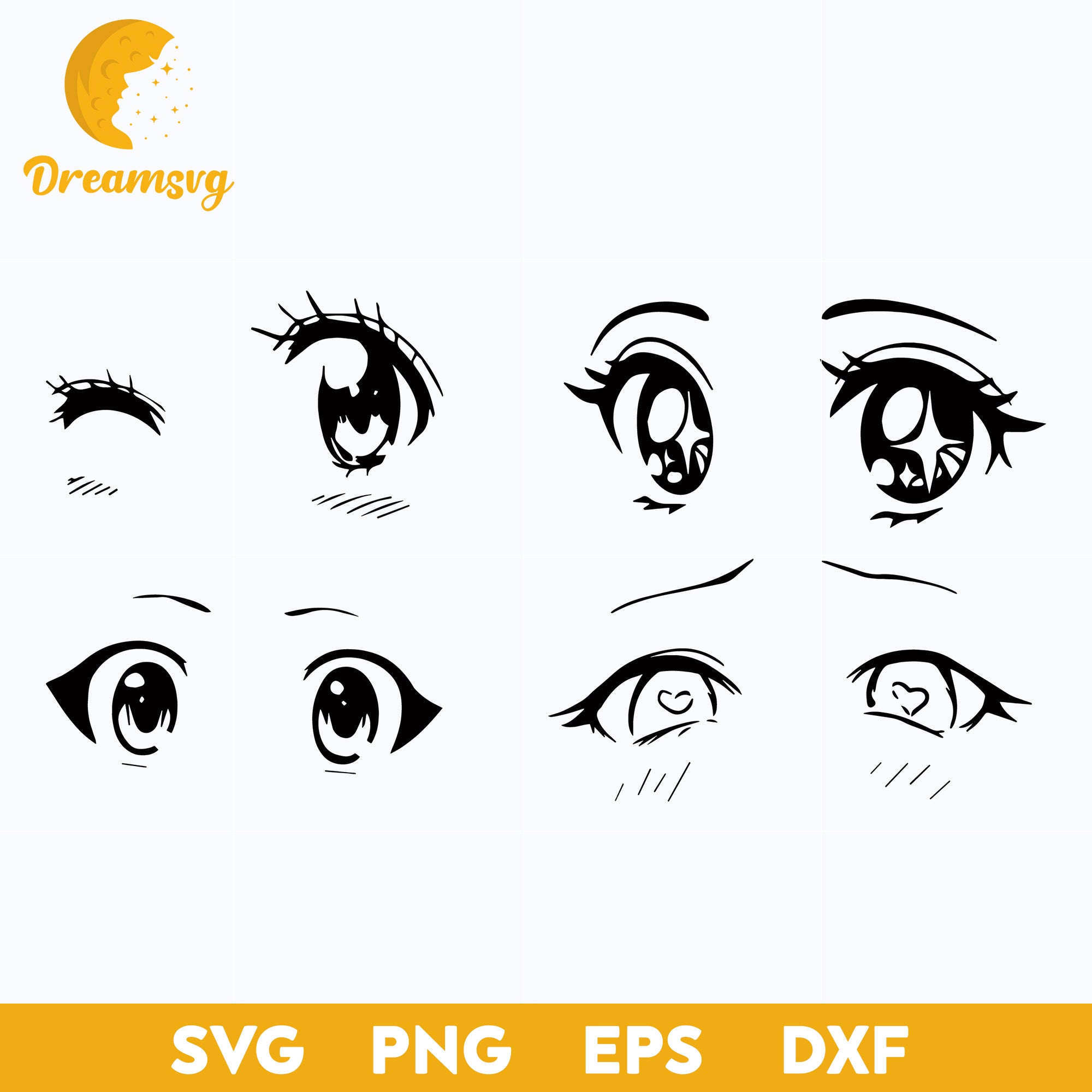 Anime Eyes, file for cricut ,Anime svg, png, eps, dxf digital download –  DreamSVG Store