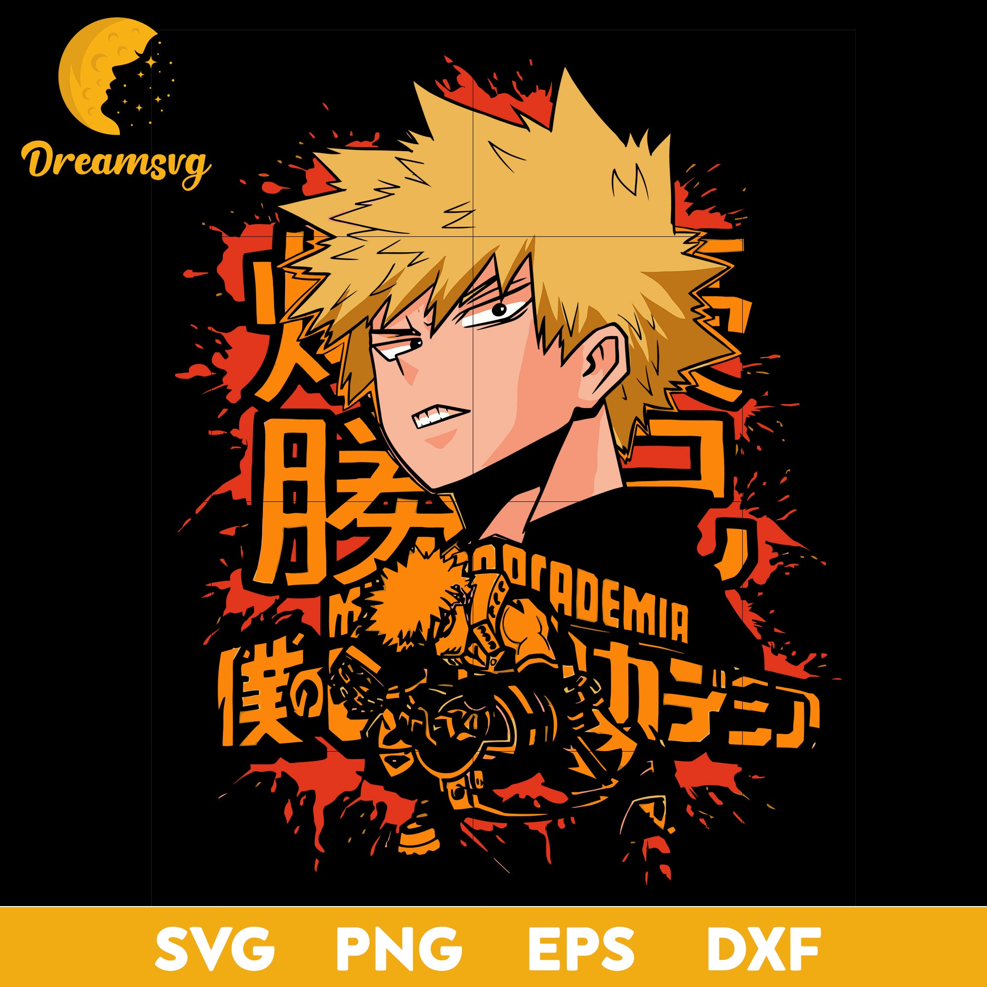 Bakugo Svg, Katsuki Bakugo Svg, My Hero Academia Svg, Kacchan Svg, Bakugos Hero Name Dynamight Svg, file for cricut, Anime svg, png, eps, dxf digital download