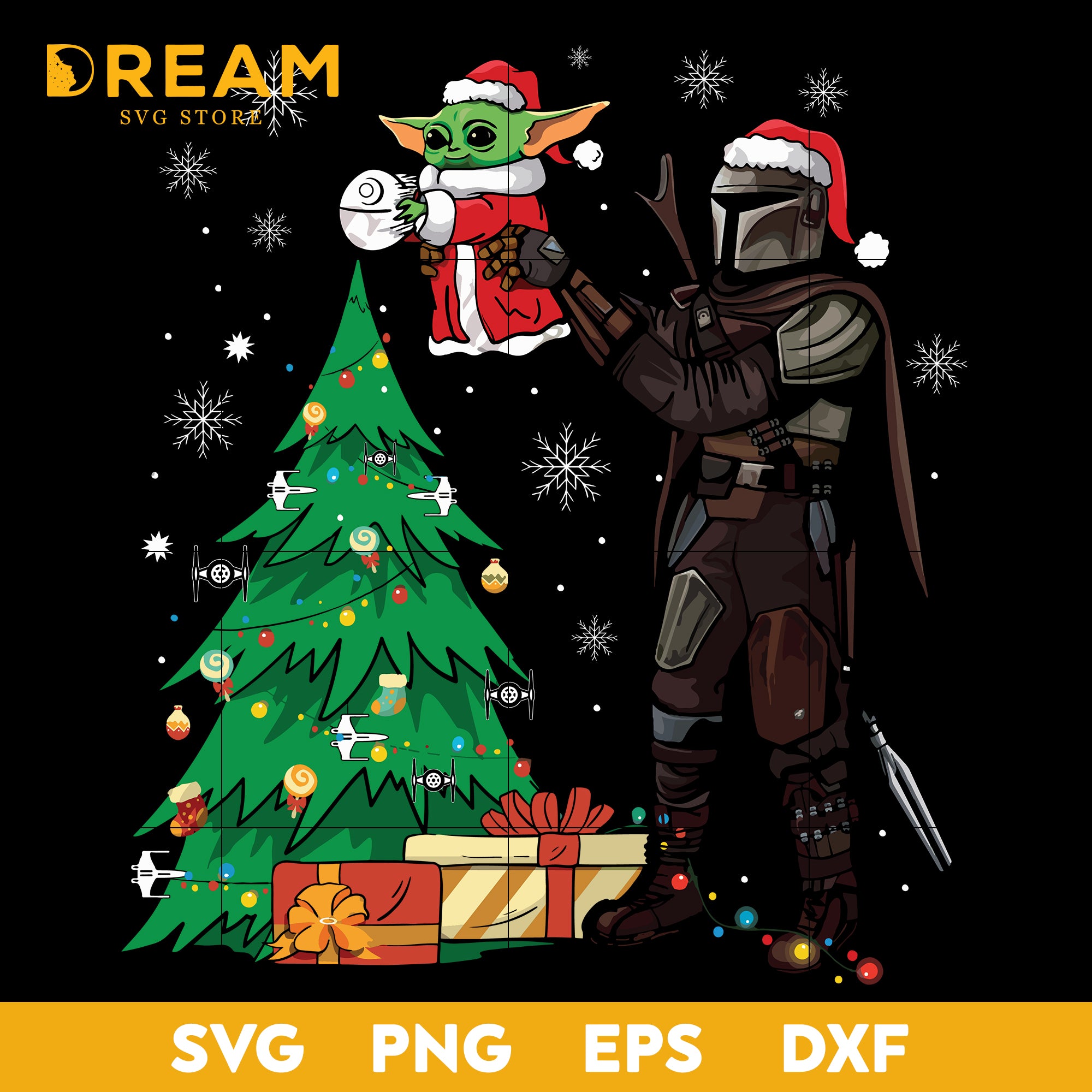 Baby Yoda The Mandalorian Star Wars Christmas svg, png, dxf, eps digit –  DreamSVG Store, image size:2000x2000