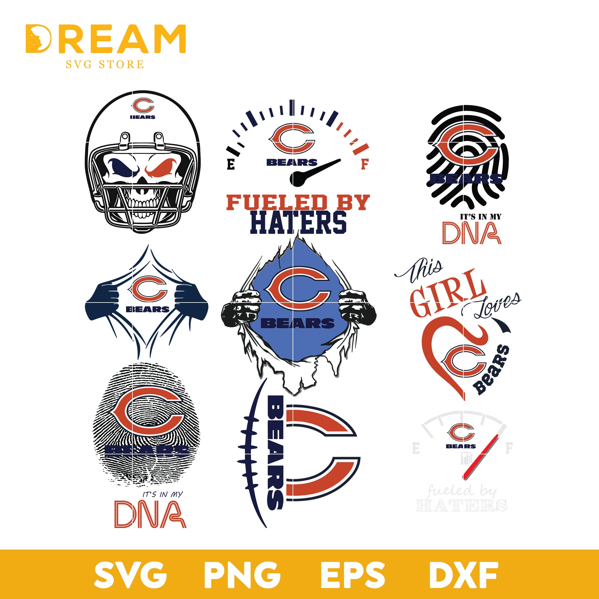 Chicago Bears bundle svg,Chicago Bears svg, NFL svg, png, dxf, eps digital file