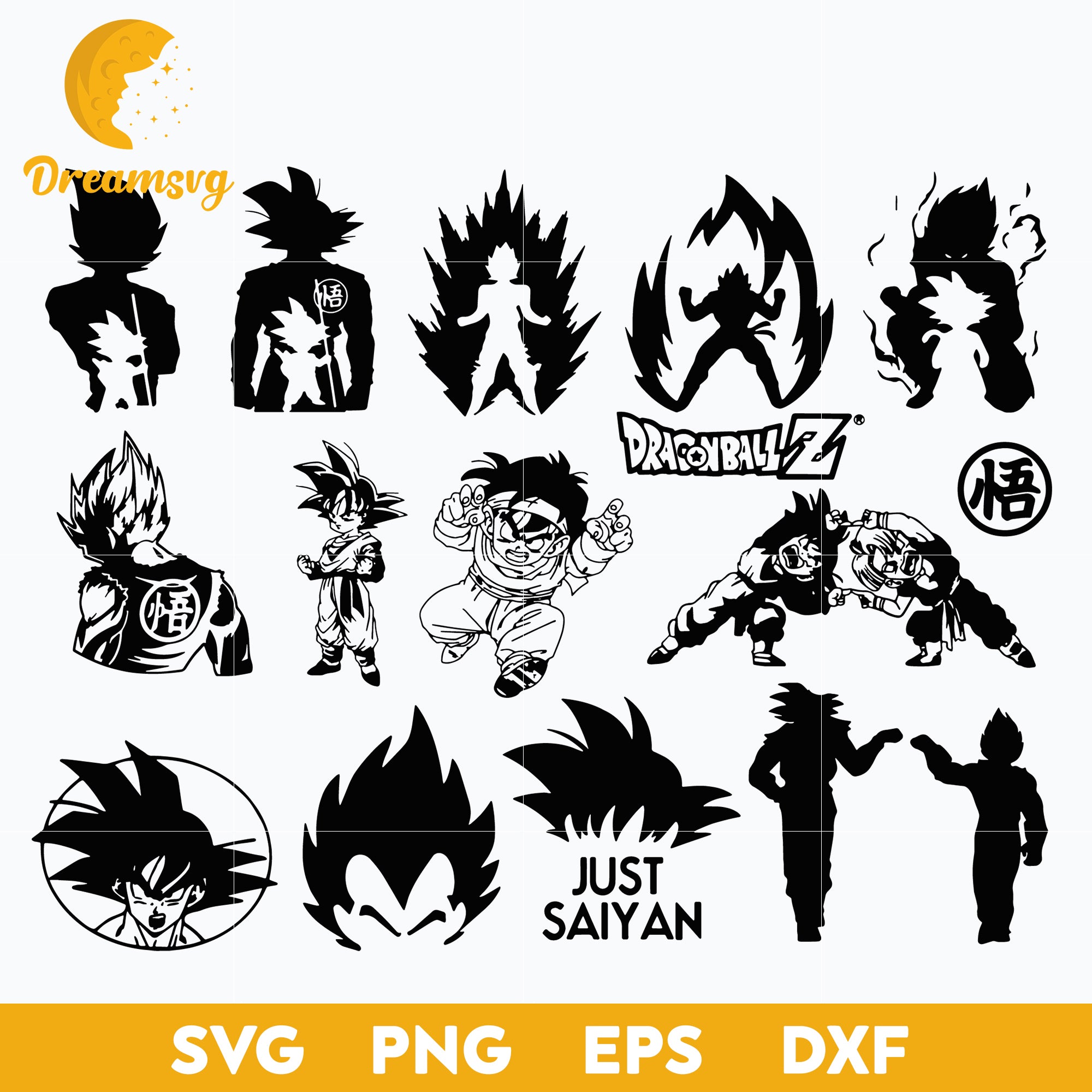 Dragon Ball Z Bundle Svg, Dragon Ball Svg, Goku Svg, Japan Anime Svg, Cartoon Svg, file for cricut, Anime svg, png, eps, dxf digital download