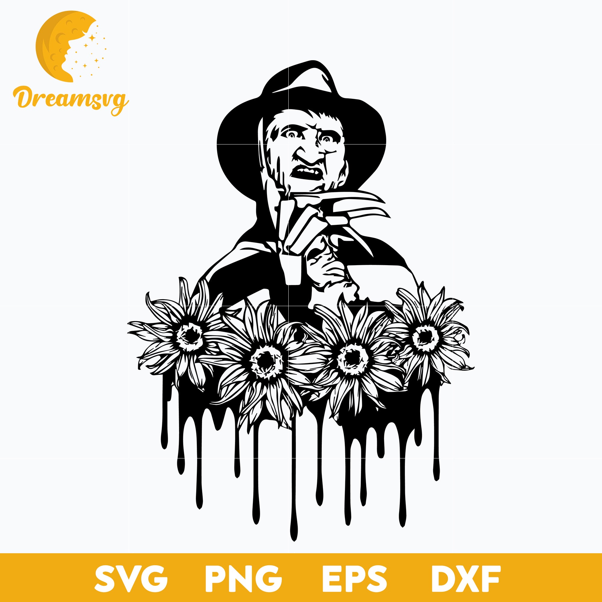 Freddy Krueger Flower svg, Halloween svg, png, dxf, eps digital file.