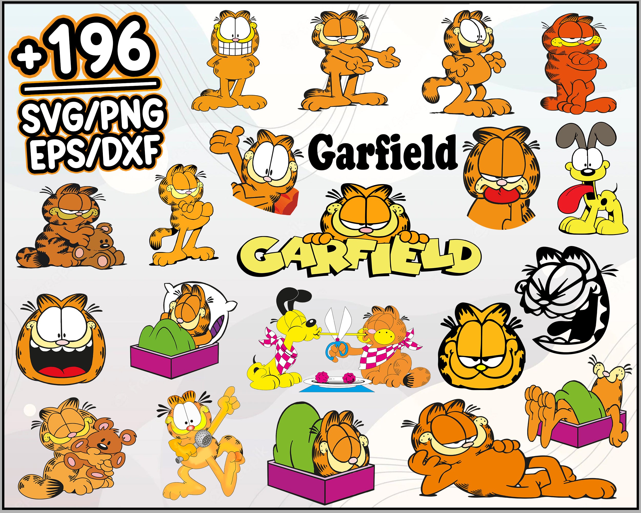 196+ Garfield Bundle Svg, Garfield Svg, Odie svg, Garfield png, Beagle Dog, Garfield Cricut, Silhouette, Cut File, Cartoon svg, png, dxf, eps digital file