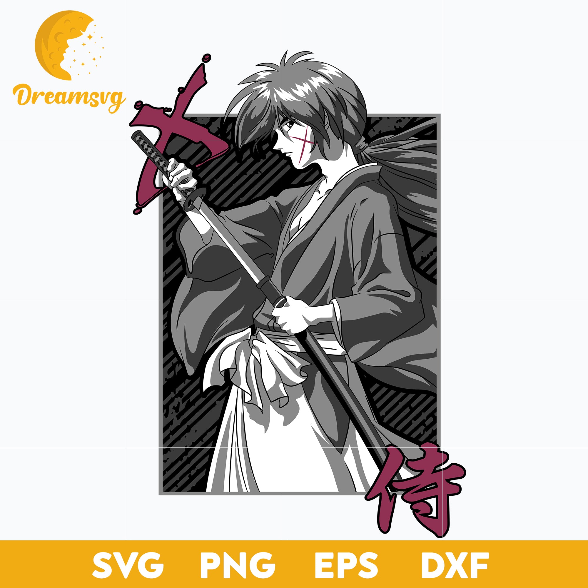 Himura Kenshin Samurai Svg, Himura Kenshin Svg, Anime Svg, Samurai X S –  DreamSVG Store