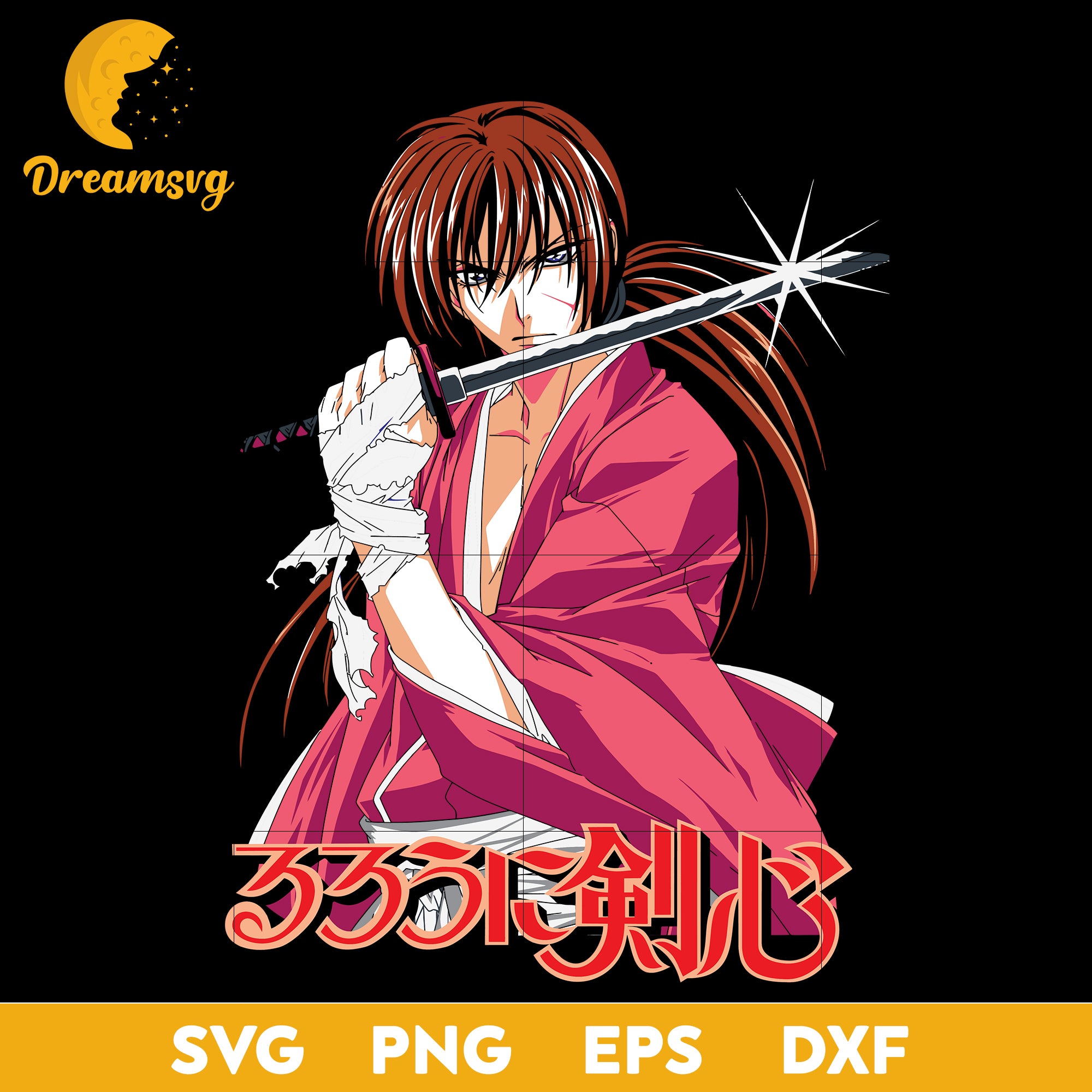 Himura Kenshin Svg, Samurai X Svg, Anime Svg, Samurai Himura Kenshin Svg, Kenshin Svg, file for cricut, Anime svg, png, eps, dxf digital download