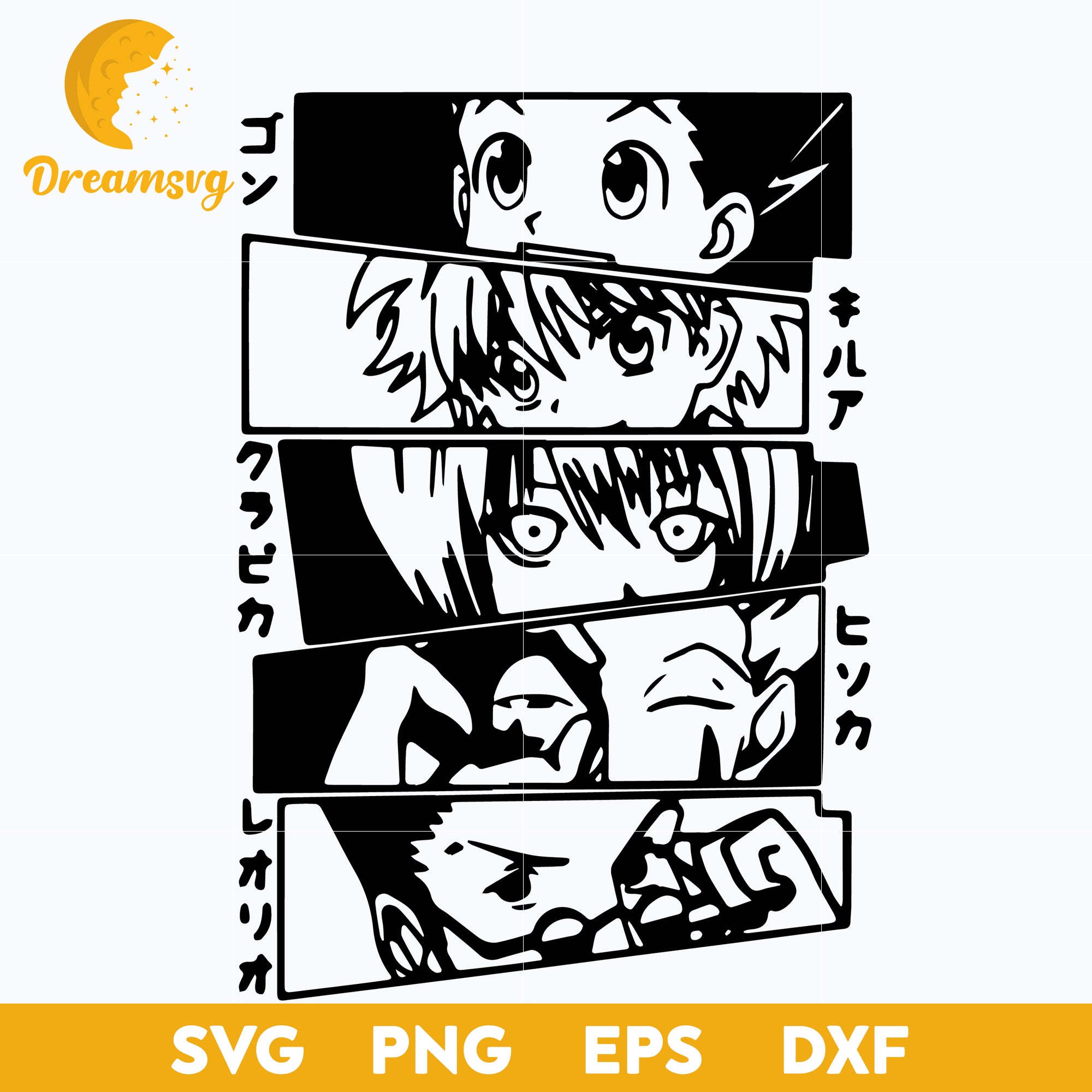 Hunter x Hunter Svg, Anime Svg, Manga Svg, Killua Zoldyck Svg, Gon Freecss Svg, Hisoka Svg, file for cricut, Anime svg, png, eps, dxf digital download