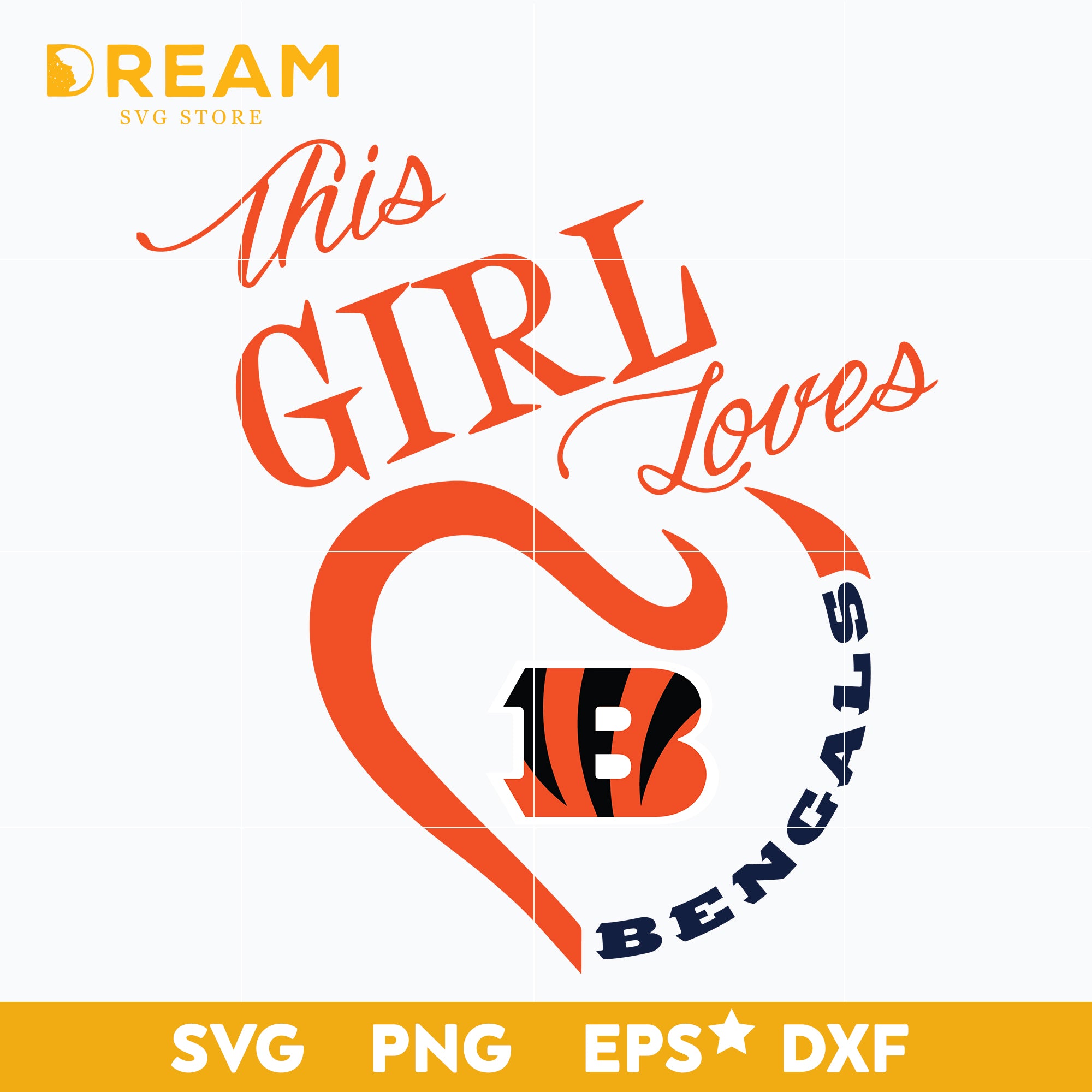 This girl loves Bengals svg, Cincinnati Bengals heart svg, Cincinnati Bengals svg, Bengals svg, Sport svg, Nfl svg, png, dxf, eps digital file