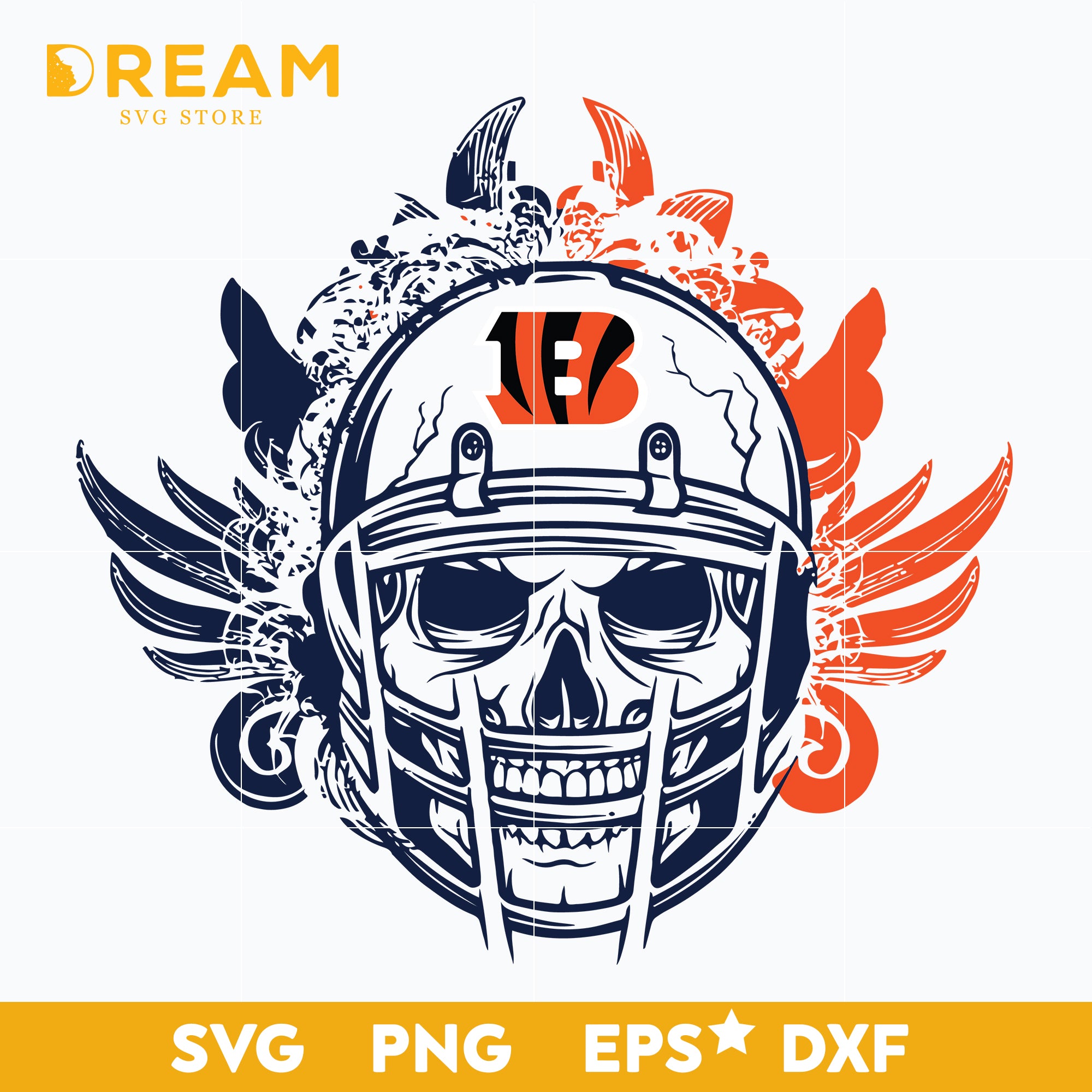 Cincinnati Bengals skull svg, Cincinnati Bengals svg, Bengals svg, Skull svg, Sport svg, Nfl svg, png, dxf, eps digital file NFL21122062L