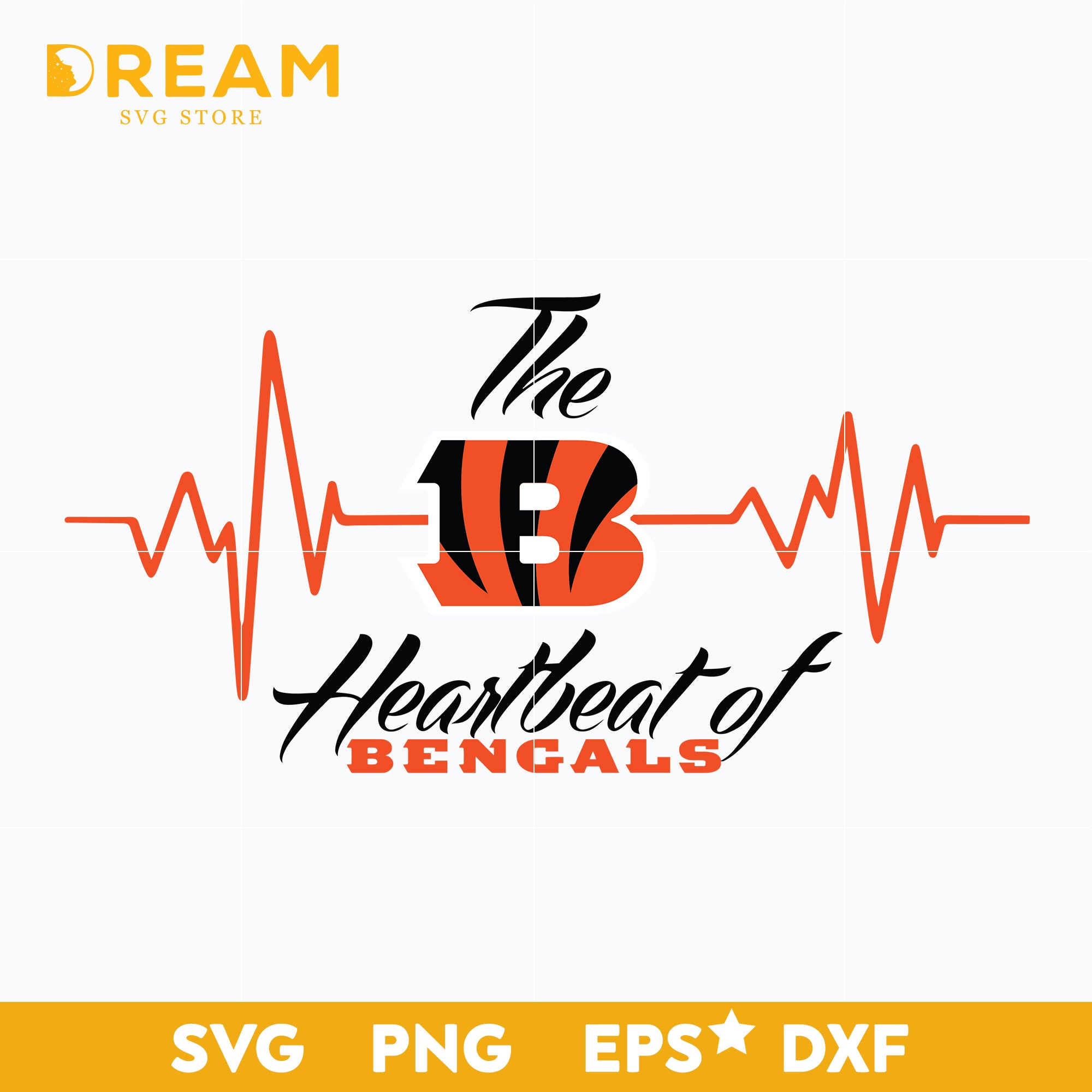 The heartbeat of Cincinnati Bengals svg, Cincinnati Bengals svg, Nfl svg, Sport svg, png, dxf, eps digital file NFL21122074L