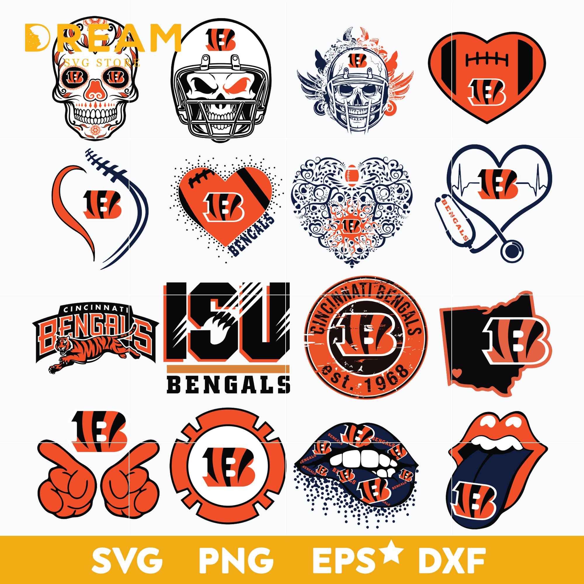 Cincinnati Bengals Bundle svg, Cincinnati Bengals svg, Bengals svg, Sport svg, Nfl svg, png, dxf, eps digital file NFL21122083L