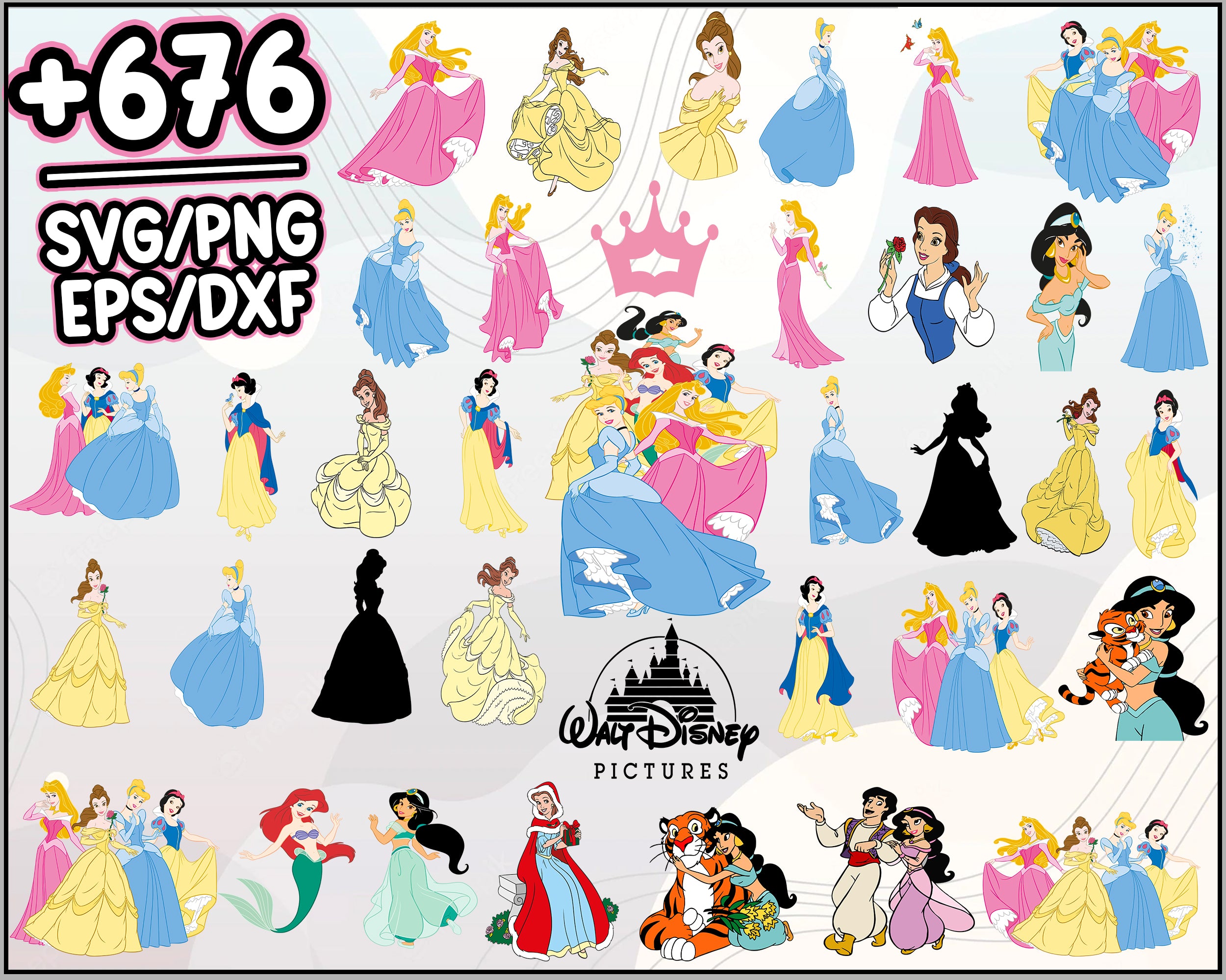 676+ Princess SVG Bundle, Disney Princess Silhouette, Disney Princess Clip Art, Cartoon svg, png, dxf, eps digital file